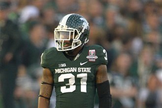 Michigan State cornerback Darqueze Dennard during the second half of the Rose Bowl NCAA college football game on Wednesday, Jan. 1, 2014, in Pasadena, Calif. (AP Photo/Mark J. Terrill)