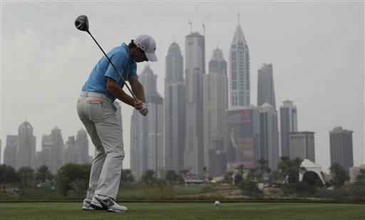 Rory McIlroy slipped back to second after the third round, but remains within two shots of the lead.