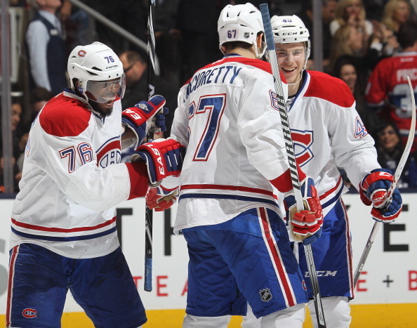 Montreal Canadiens P.K. Subban (from left), Max Pacioretty and Nathan Beaulieu.