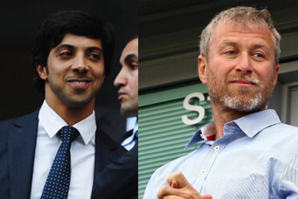 Sheikh Mansour (left) and Roman Abramovich