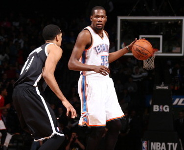 Kevin Durant is the front-runner for the NBA MVP Award right now.