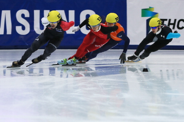 Canada's Charle's Hamelin (far left) is a threat in the 1,000 and 1,500 meters at the Sochi games.