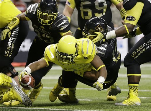 Royce Freeman stole the show at the U.S. Army All-American Bowl, scoring three touchdowns for the West.