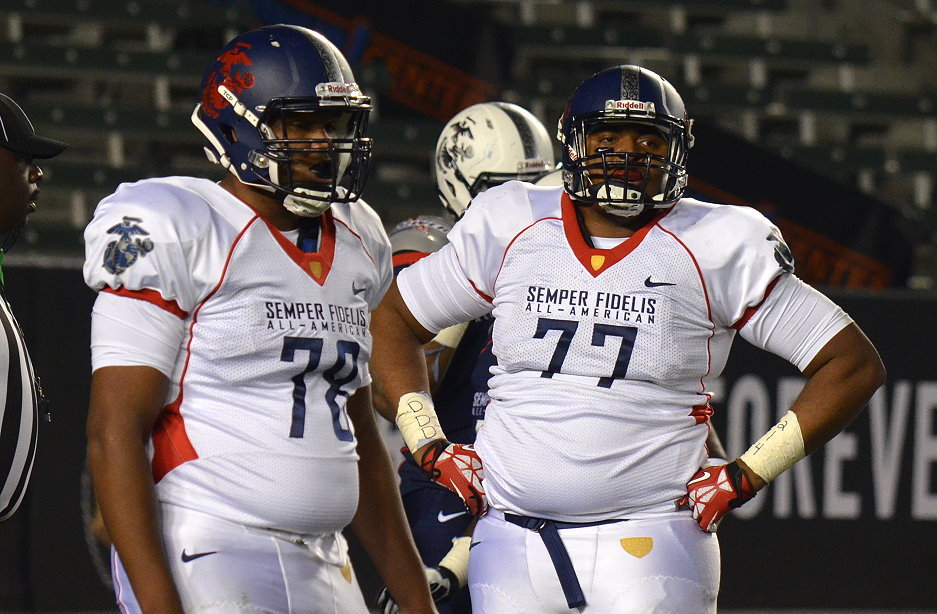 Tyrell Crosby (Left) had his stock soar after an early offer from Oregon, but he remained loyal to the Ducks.
