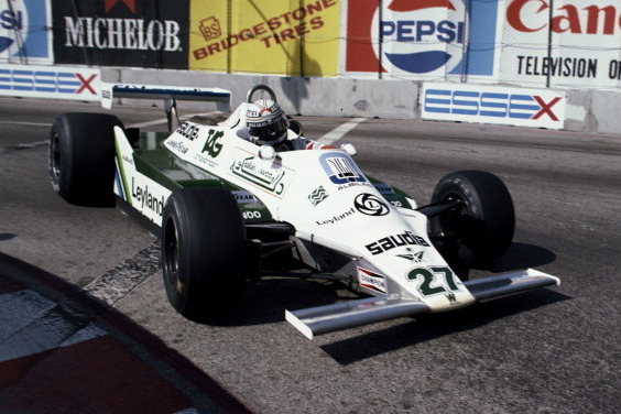 Jones in the FW07 at the 1980 U.S. Grand Prix West.