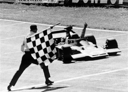 Fittipaldi winning the 1972 British Grand Prix.