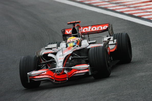 Hamilton on his way to the title at the 2008 Brazilian Grand Prix.