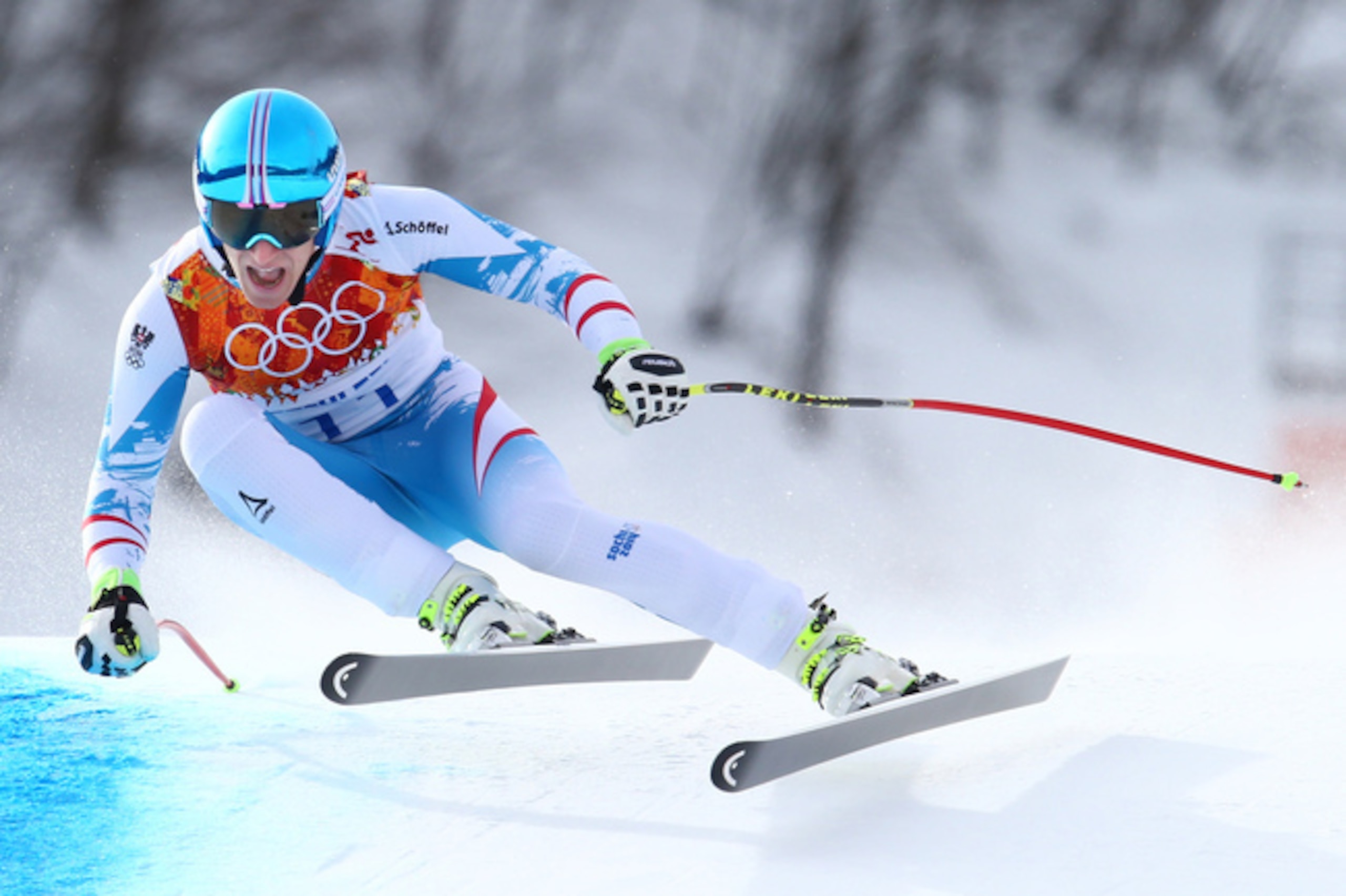 Austria's Matthias Mayer took gold in the men's downhill.