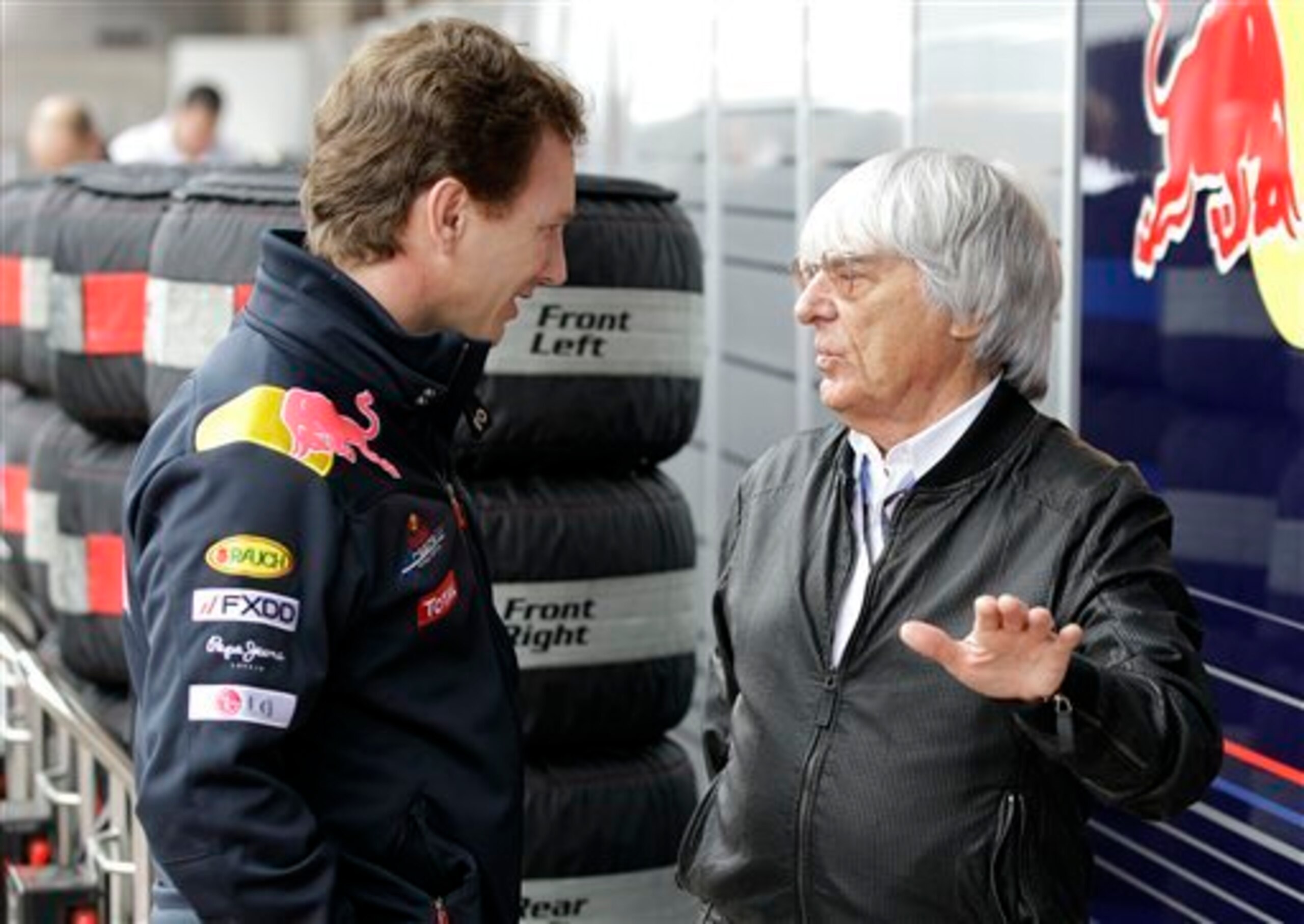 Ecclestone and Red Bull team principal Christian Horner. Ecclestone and Red Bull team principal Christian Horner.