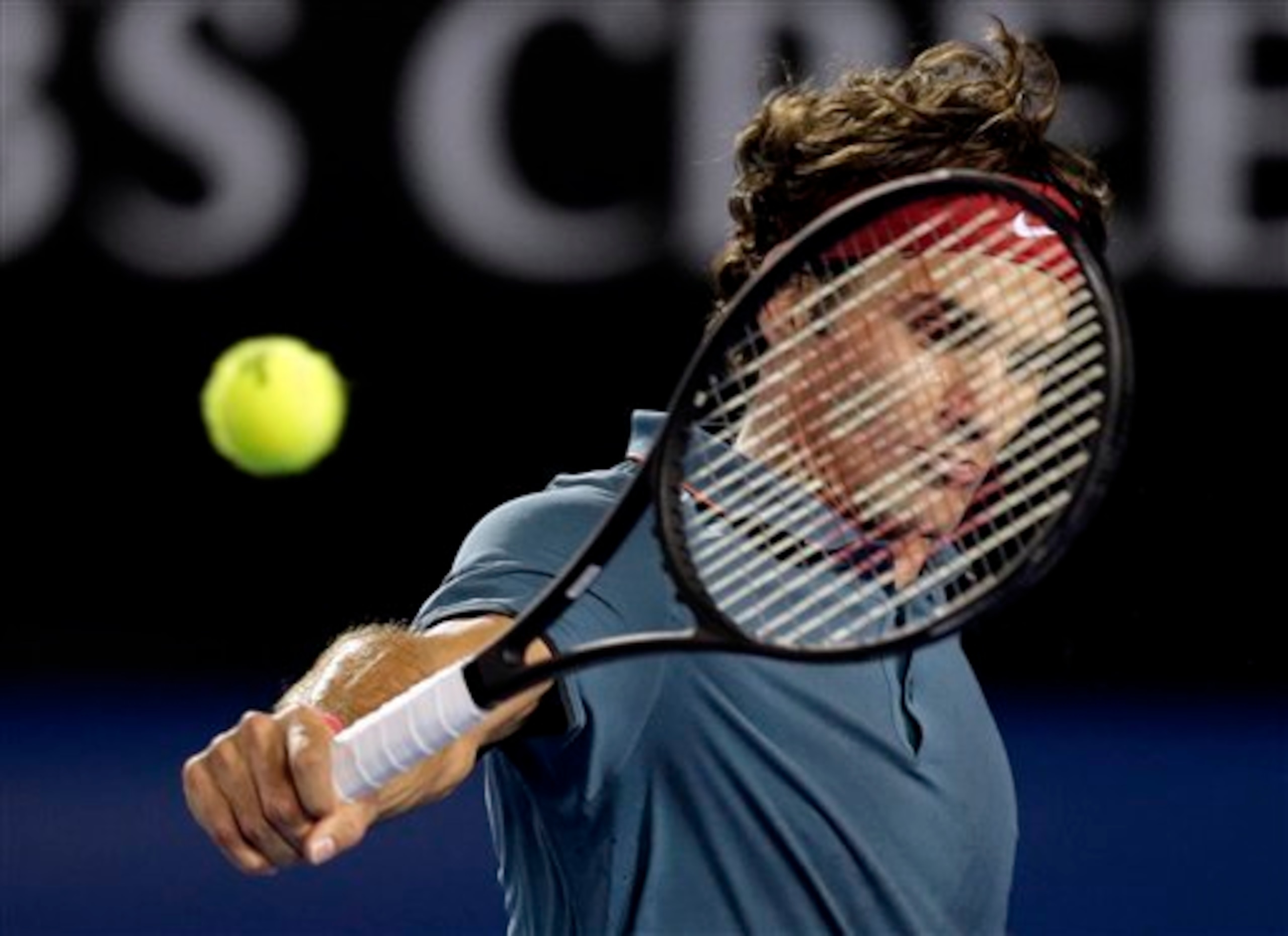 Roger Federer's racket was in focus at the 2013 Australian Open.