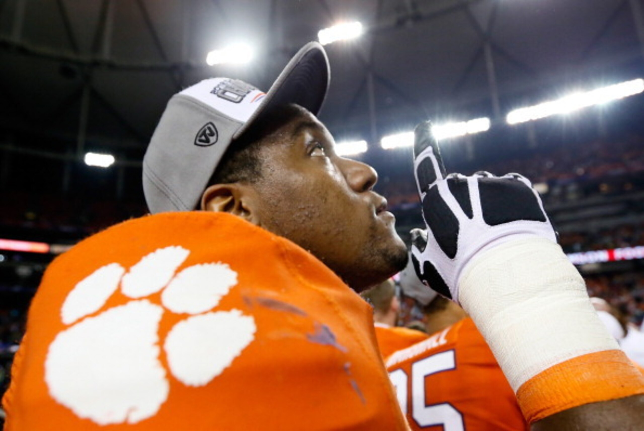 ATLANTA, GA - DECEMBER 31: Brandon Thomas #63 of the Clemson Tigers reacts after their 25-24 win over the LSU Tigers during the 2012 Chick-fil-A Bowl at Georgia Dome on December 31, 2012 in Atlanta, Georgia. (Photo by Kevin C. Cox/Getty Images) ATLANTA, GA - DECEMBER 31: Brandon Thomas #63 of the Clemson Tigers reacts after their 25-24 win over the LSU Tigers during the 2012 Chick-fil-A Bowl at Georgia Dome on December 31, 2012 in Atlanta, Georgia. (Photo by Kevin C. Cox/Getty Images)