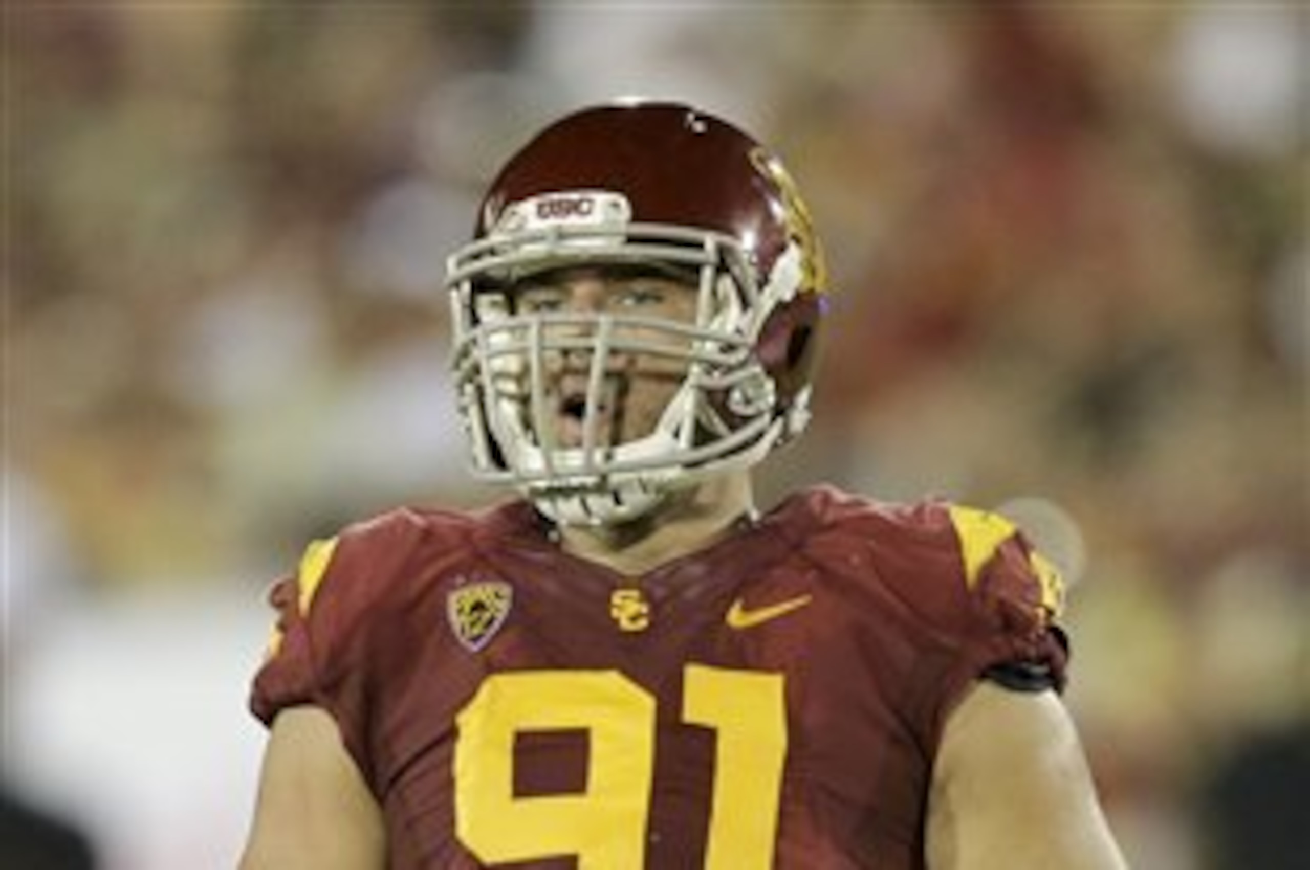 Southern California linebacker Morgan Breslin plays against Washington State during the first half of an NCAA college football game in Los Angeles, Saturday, Sept. 7, 2013. (AP Photo/Chris Carlson) Southern California linebacker Morgan Breslin plays against Washington State during the first half of an NCAA college football game in Los Angeles, Saturday, Sept. 7, 2013. (AP Photo/Chris Carlson)