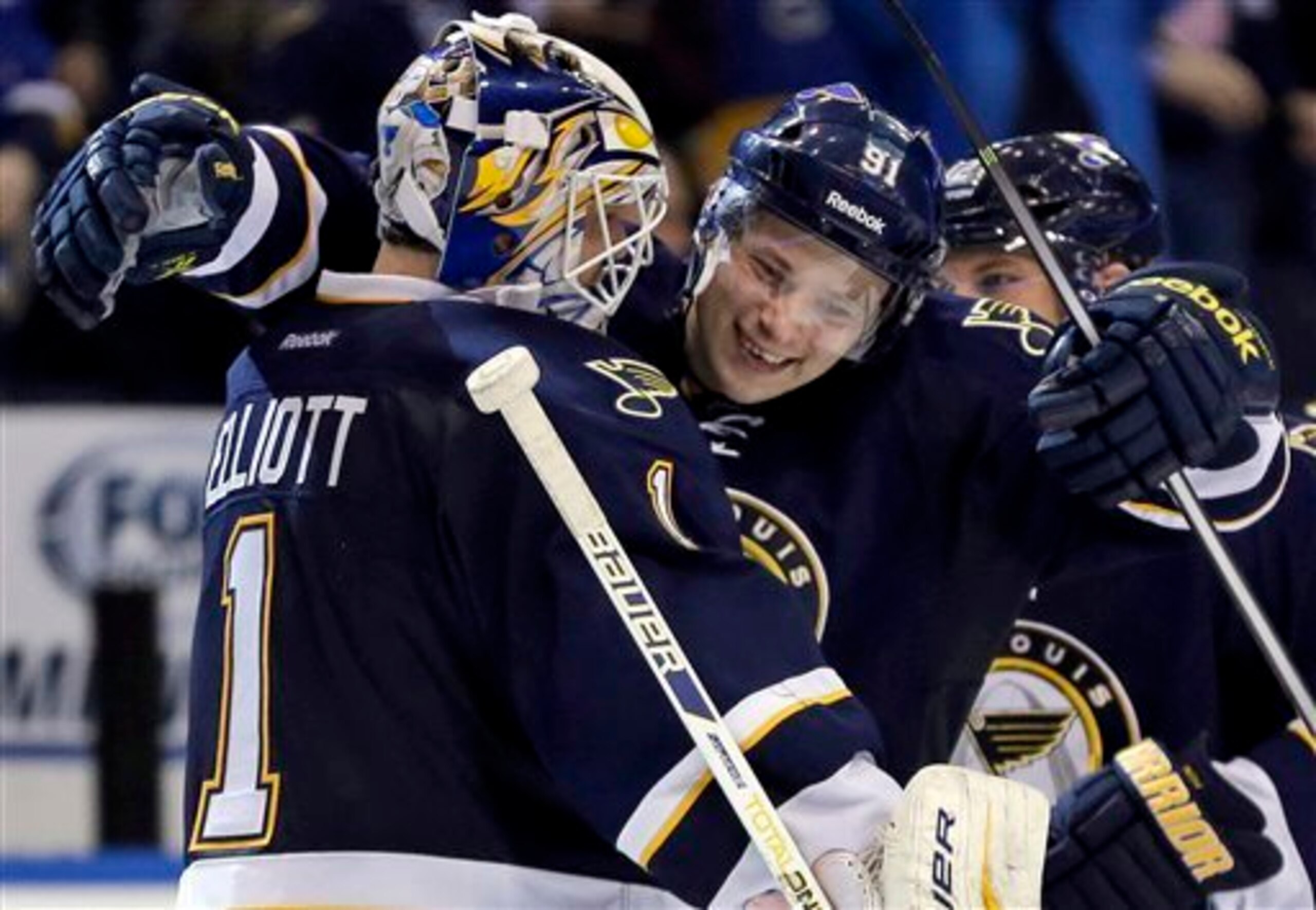 Brian Elliott and the Blues have had a lot to smile about so far. Brian Elliott and the Blues have had a lot to smile about so far.