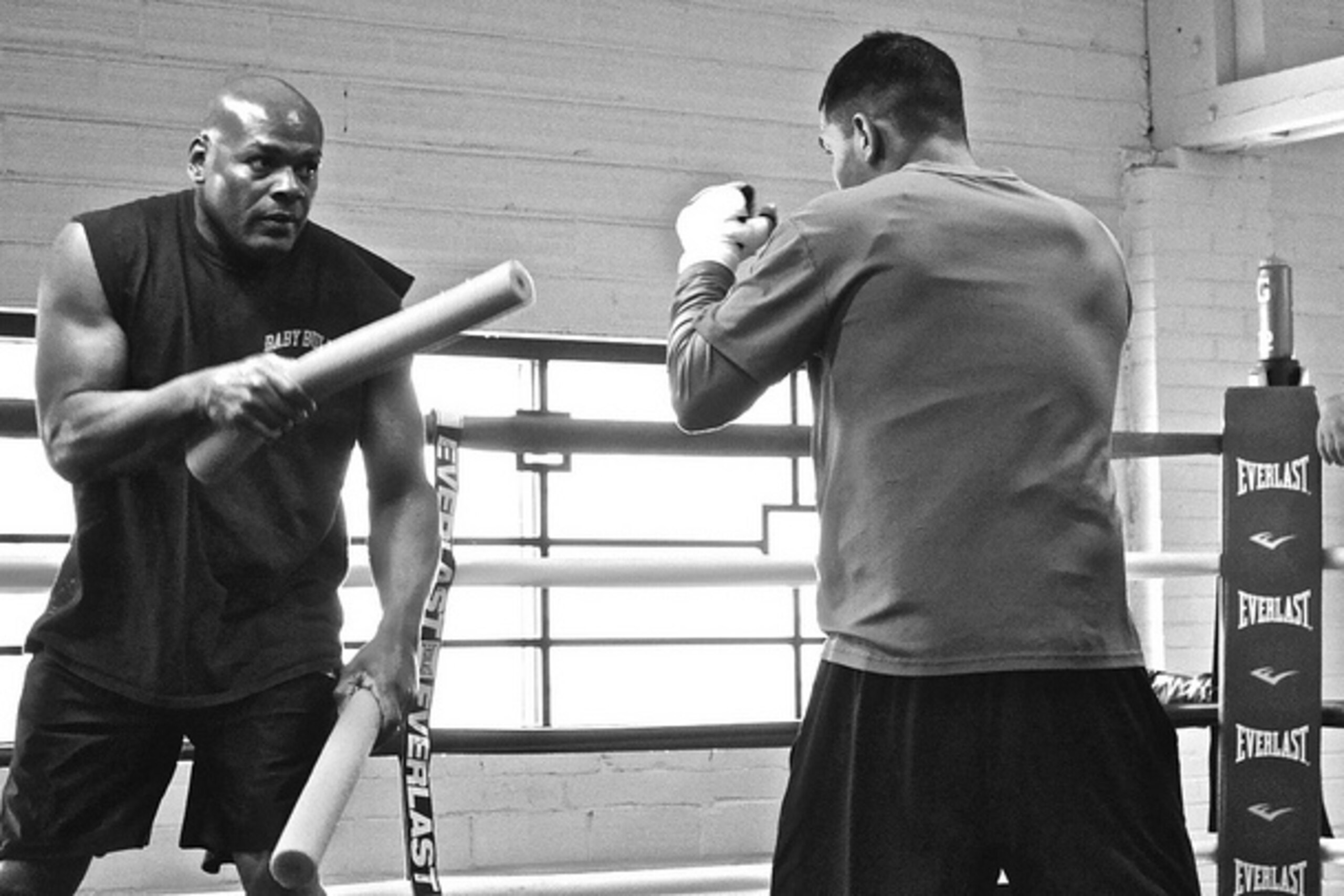 Diaz works fundamentals with Knight. Diaz works fundamentals with Knight.
