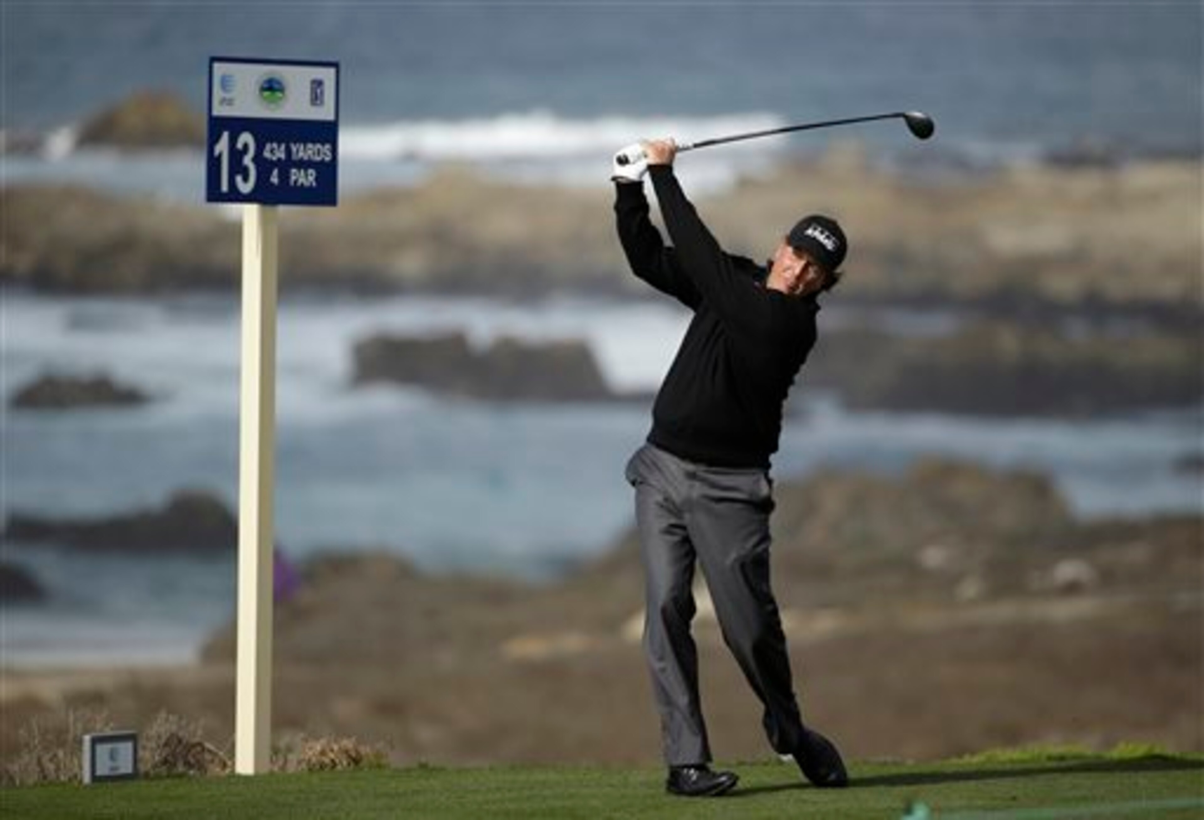 Phil Mickelson unleashes a drive with destination unknown.