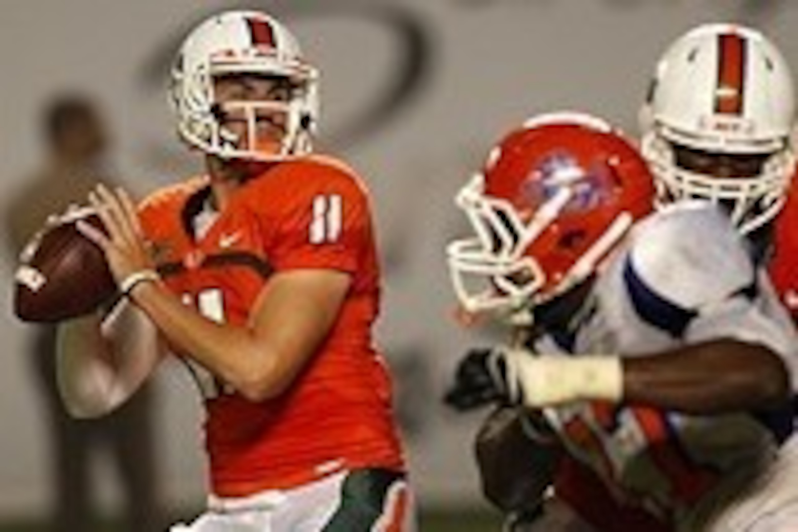 Sep 21, 2013; Miami Gardens, FL, USA; Miami Hurricanes quarterback Ryan Williams (11) drops back to pass in the second quarter against the Savannah State Tigers at Sun Life Stadium. Mandatory Credit: Robert Mayer-USA TODAY Sports