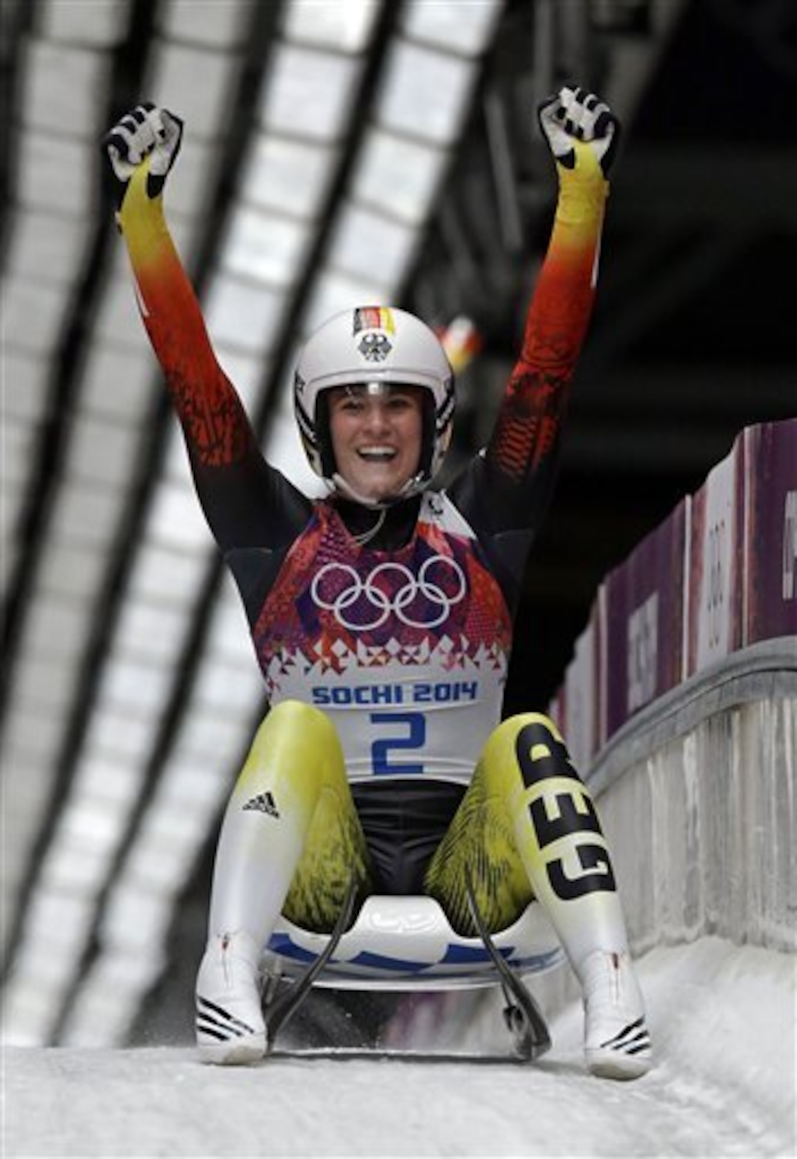 Geisenberger after her win Geisenberger after her win