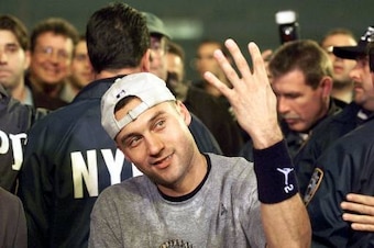 Derek Jeter after winning MVP of the 2000 World Series, his fourth of five championships.