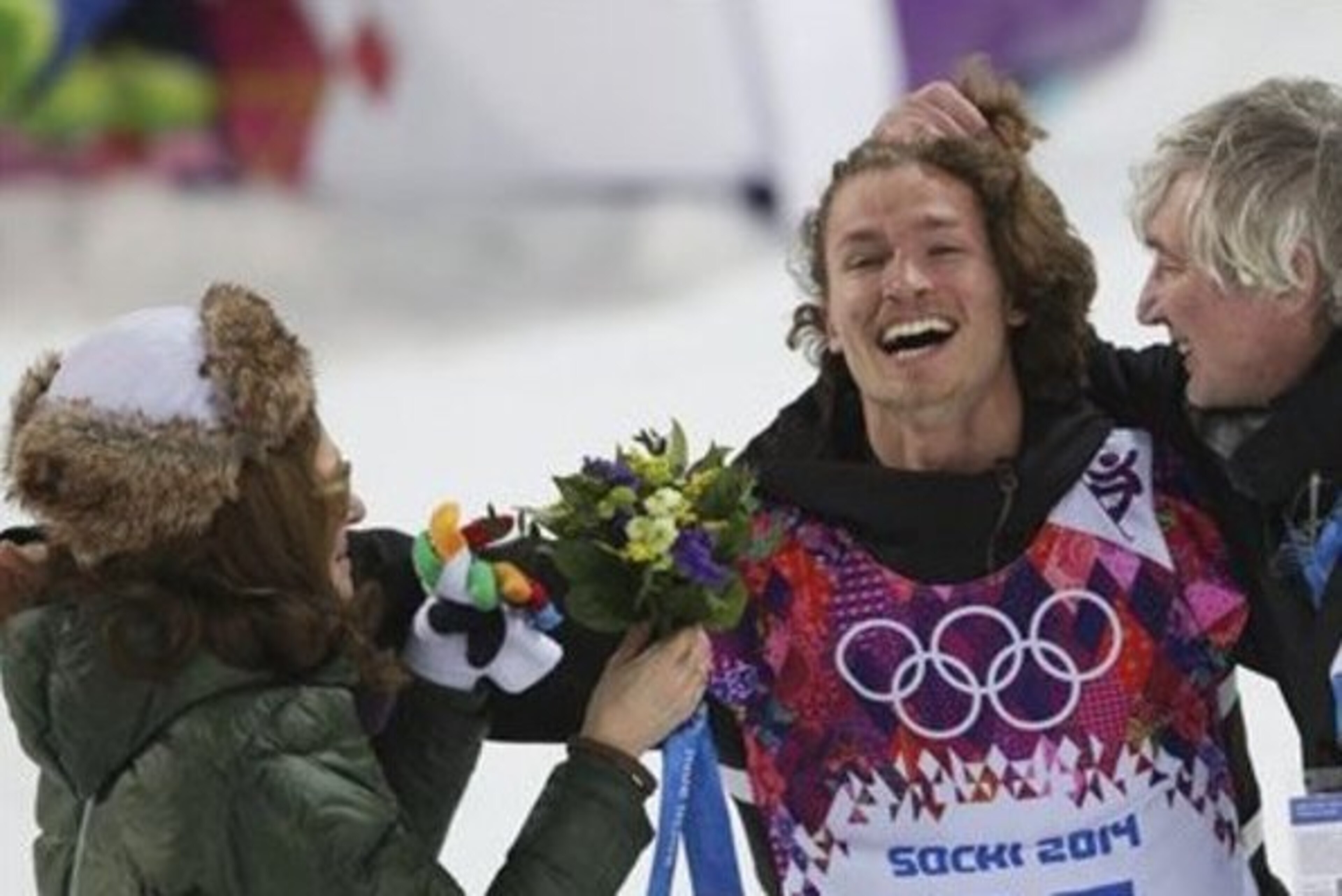 Ipod celebrates before the medal ceremony.
