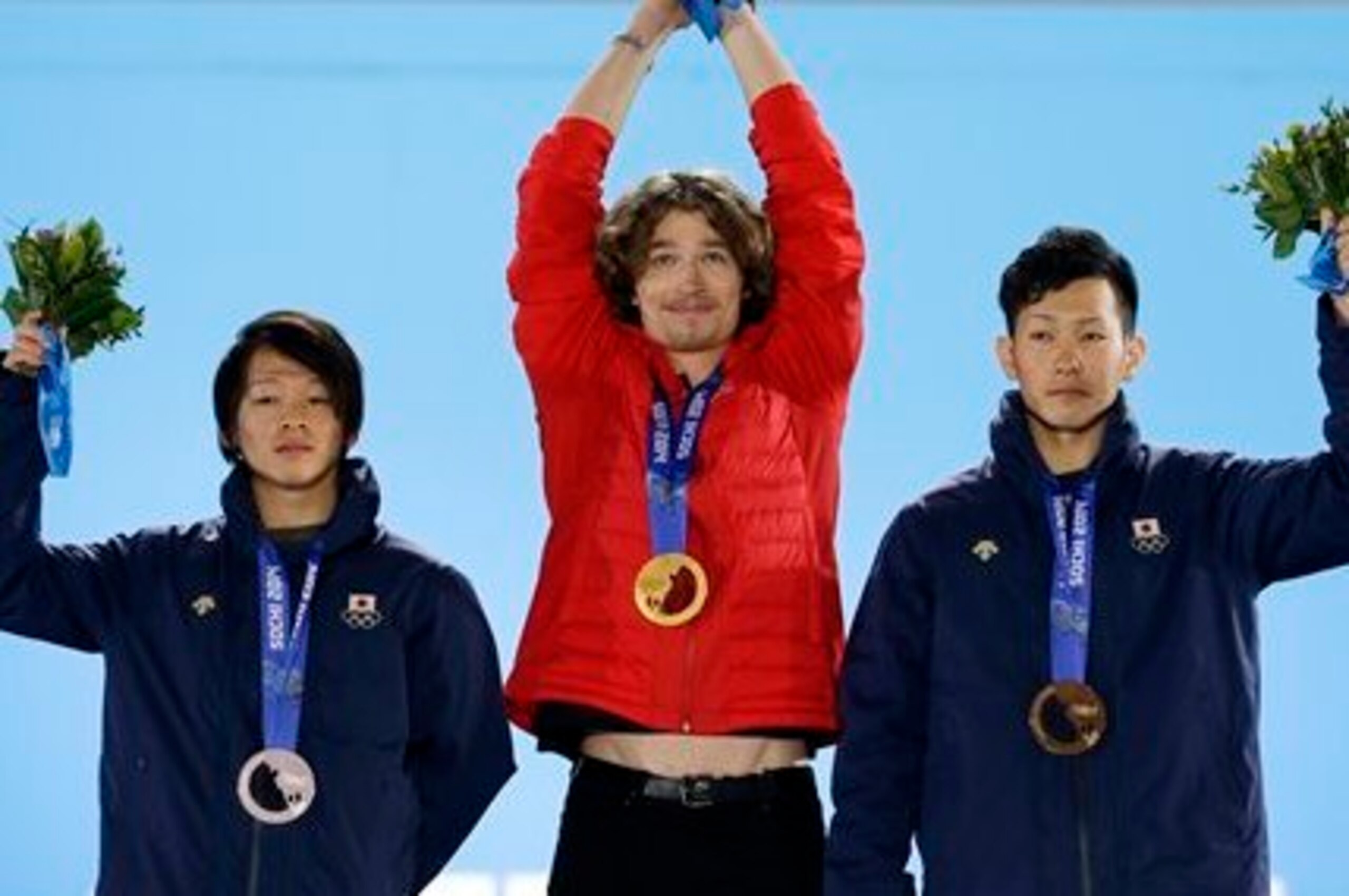 The 2014 halfpipe podium at the Olympic Games. The 2014 halfpipe podium at the Olympic Games.