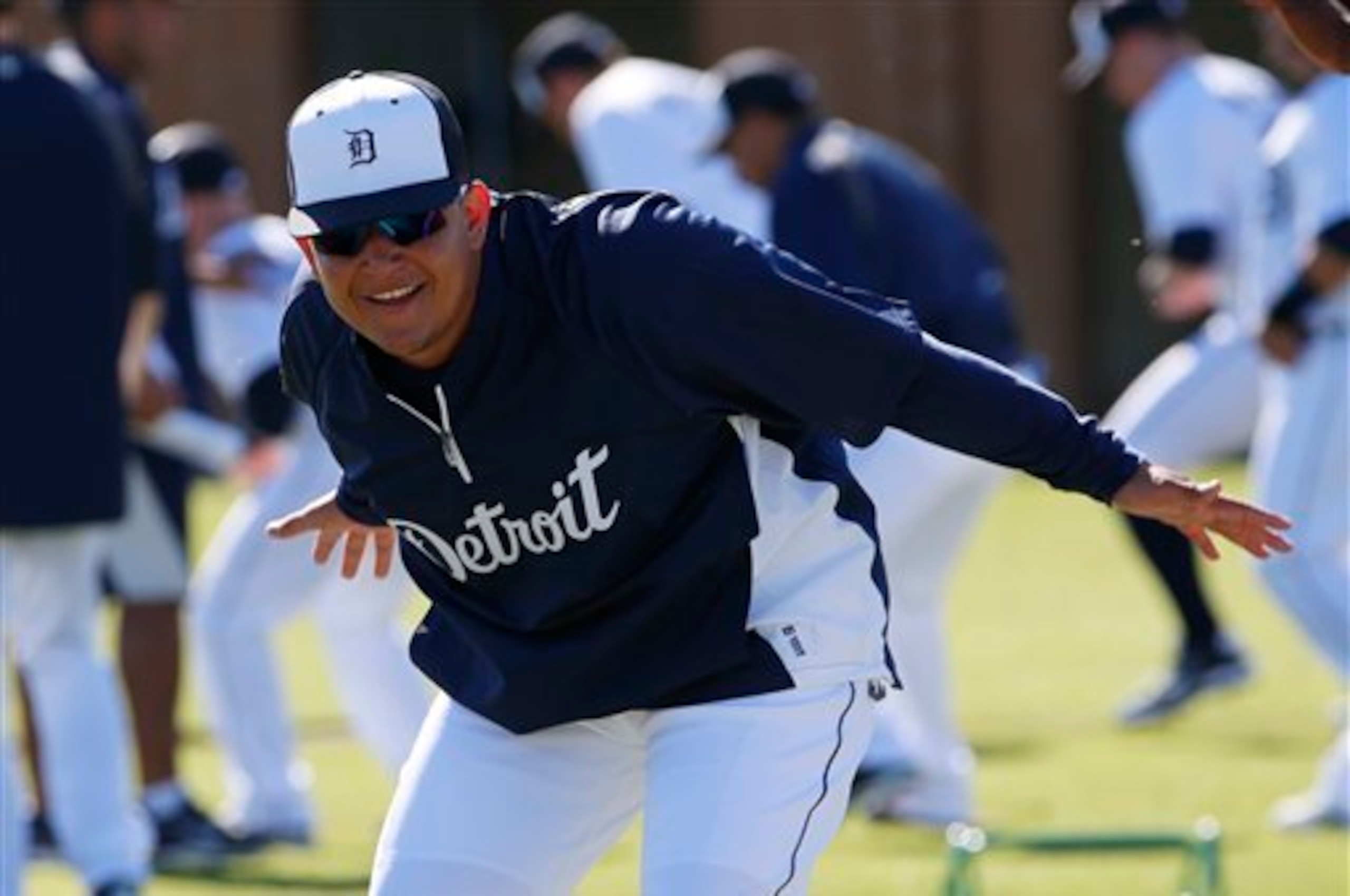 A possible transition back to first base has Miguel Cabrera nothing but smiles.