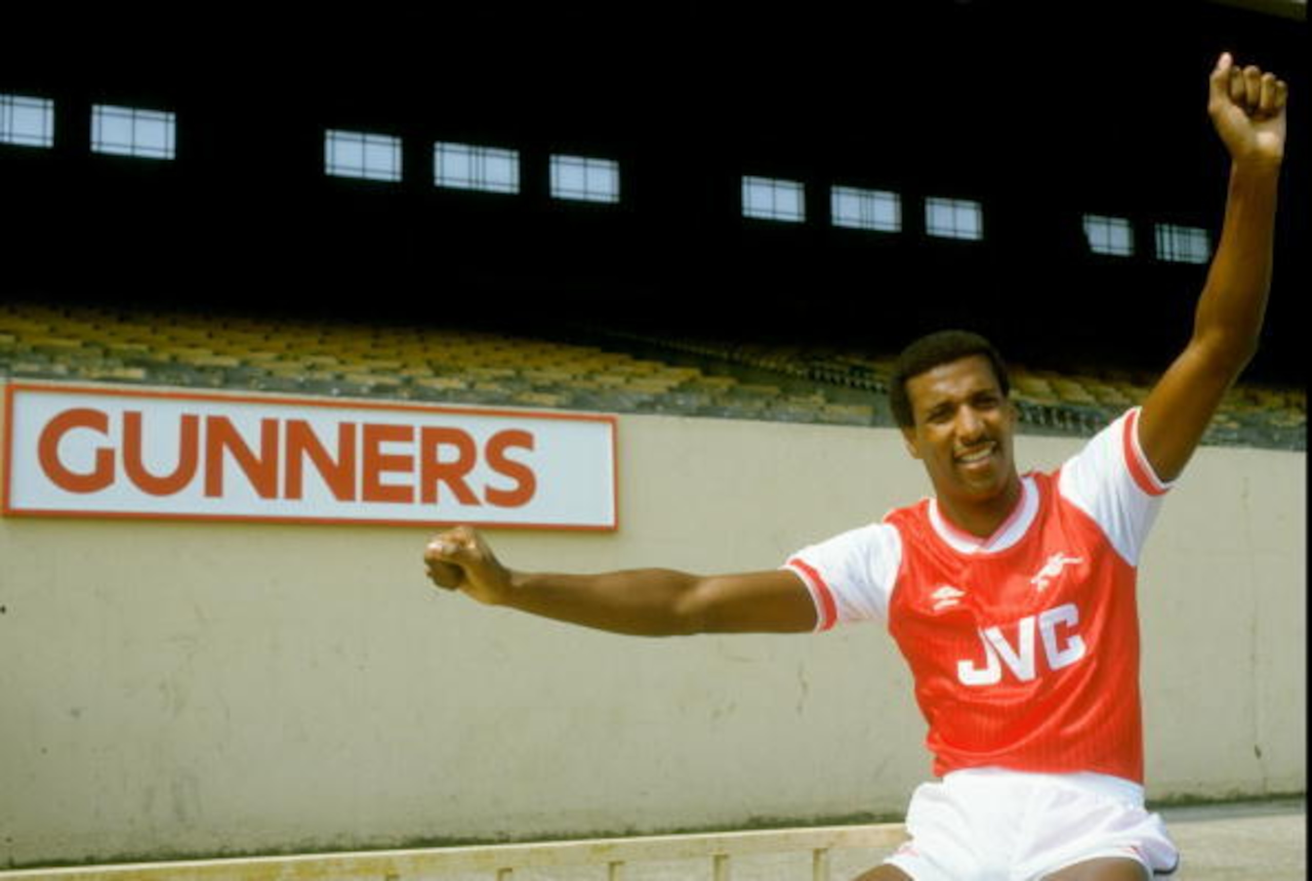 10 Jul 1984:  A portrait of Viv Anderson of Arsenal during a photo-call held at Highbury in London, England. \ Mandatory Credit: Allsport UK /Allsport