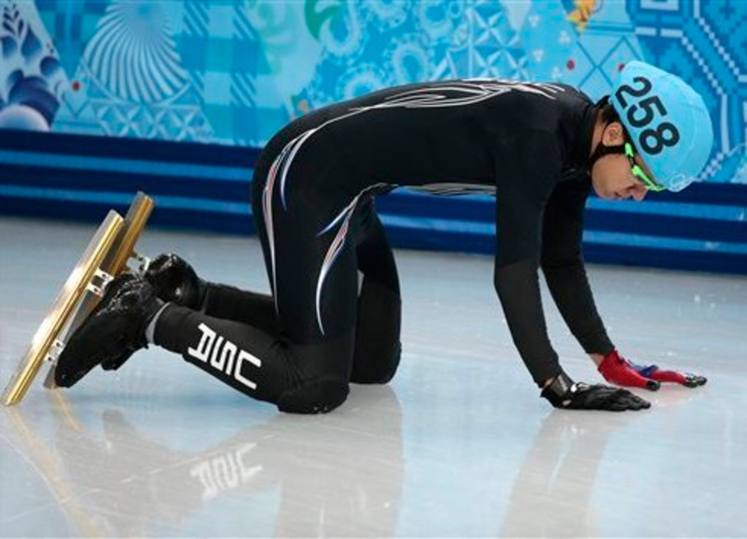 J.R. Celski has spent way too much time in this position at the Sochi Games. J.R. Celski has spent way too much time in this position at the Sochi Games.