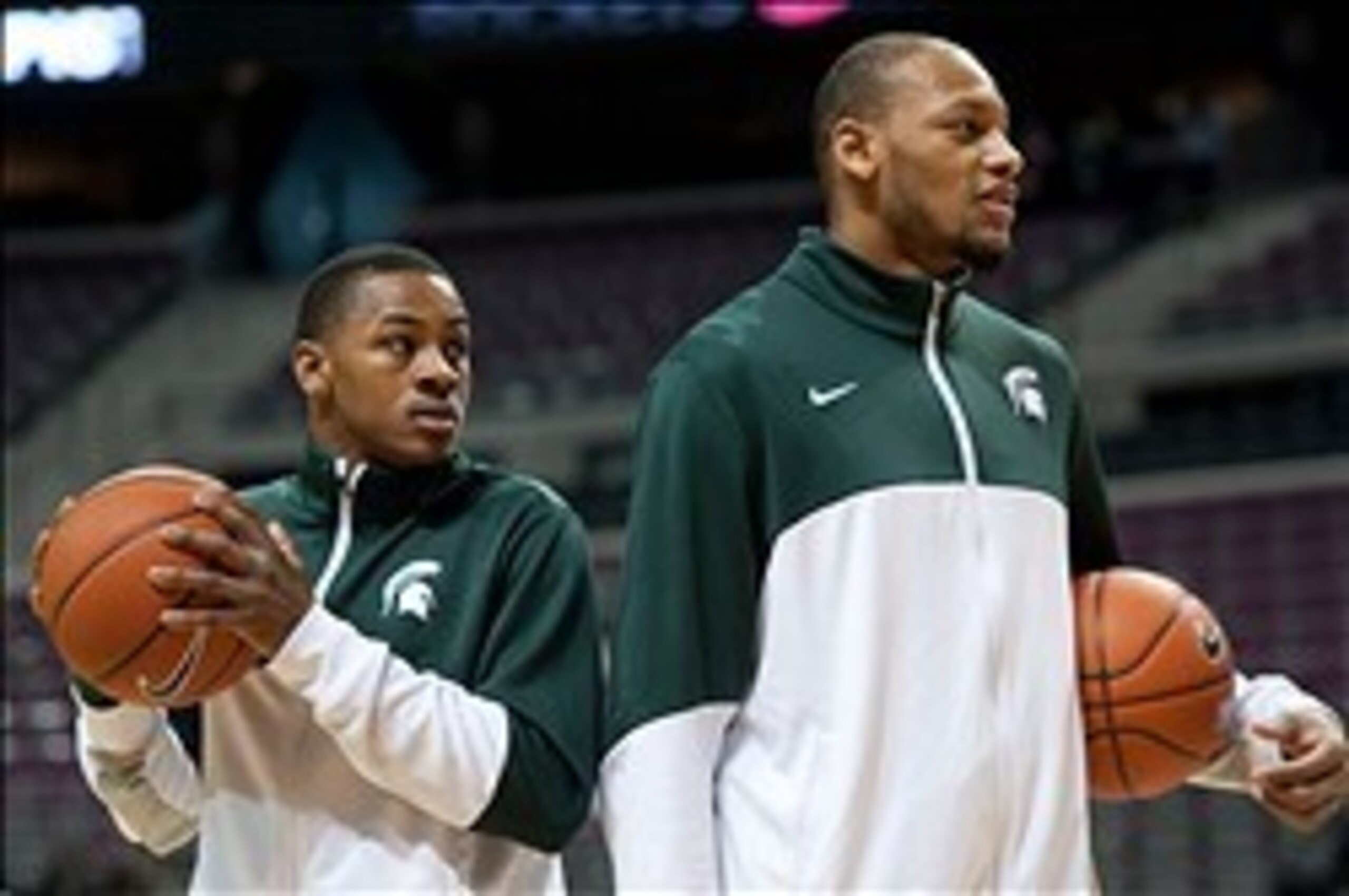 Keith Appling and Adreian Payne (R) are on a mission to reach the Final Four--each four-year player under Izzo has done so.