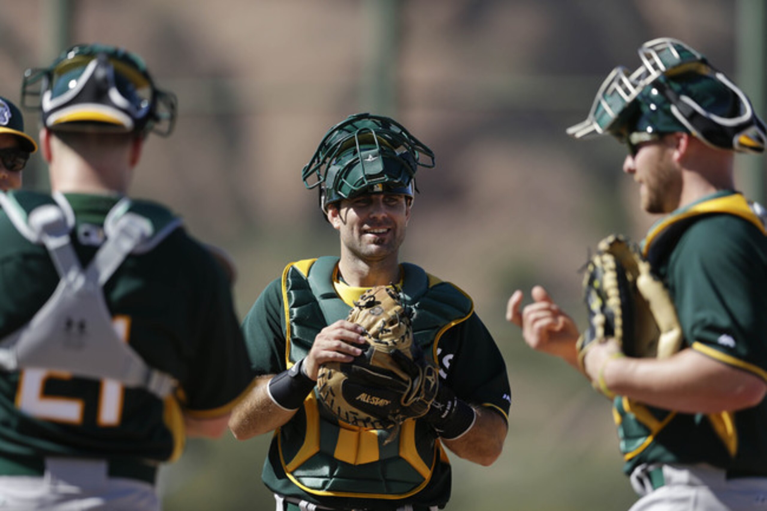 A's catchers have been in camp since Feb. 14.