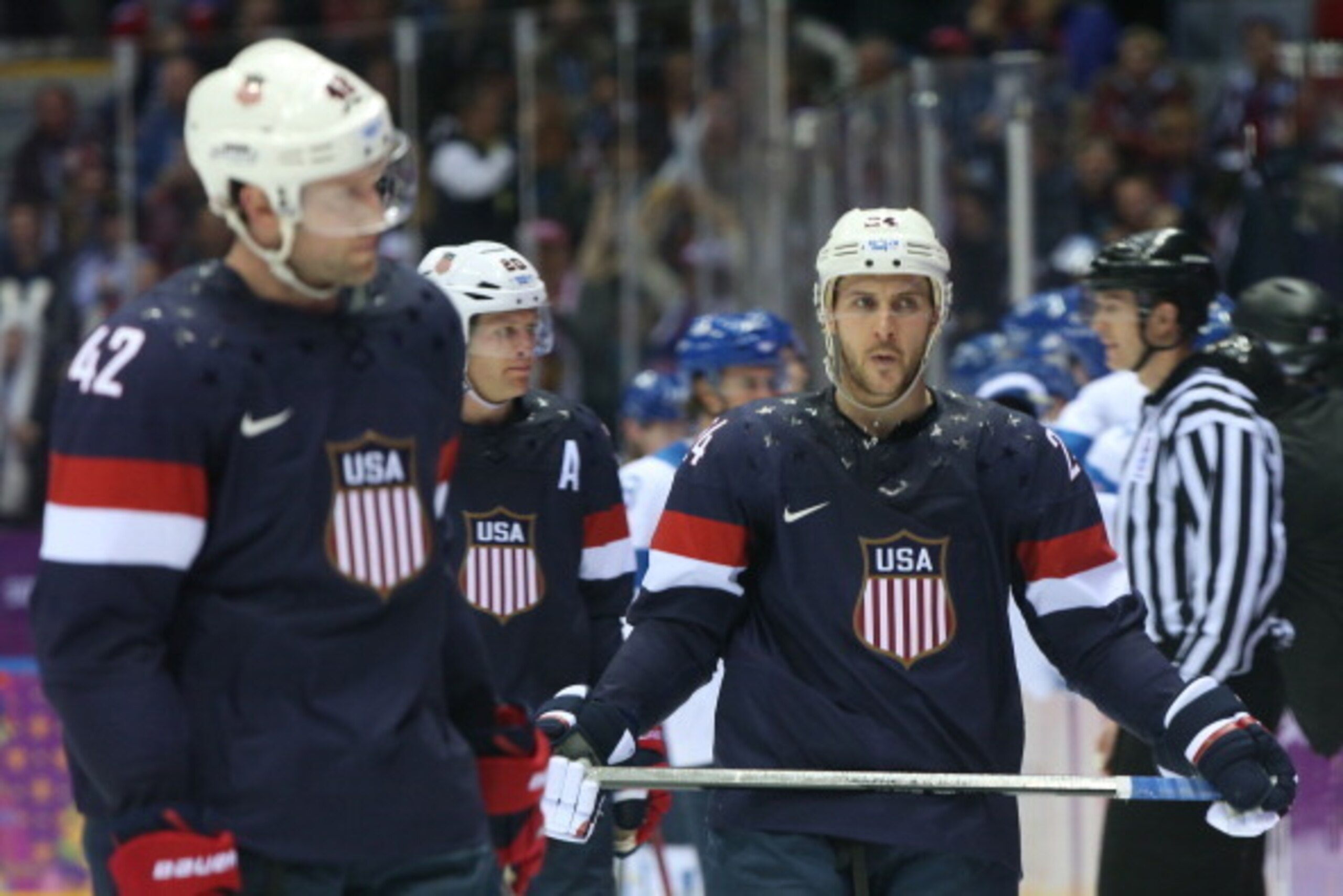 SOCHI, RUSSIA - FEBRUARY 22: Ryan Callahan #24 of the United States skates in the second period against Finland during the Men's Ice Hockey Bronze Medal Game on Day 15 of the 2014 Sochi Winter Olympics at Bolshoy Ice Dome on February 22, 2014 in Sochi, Ru