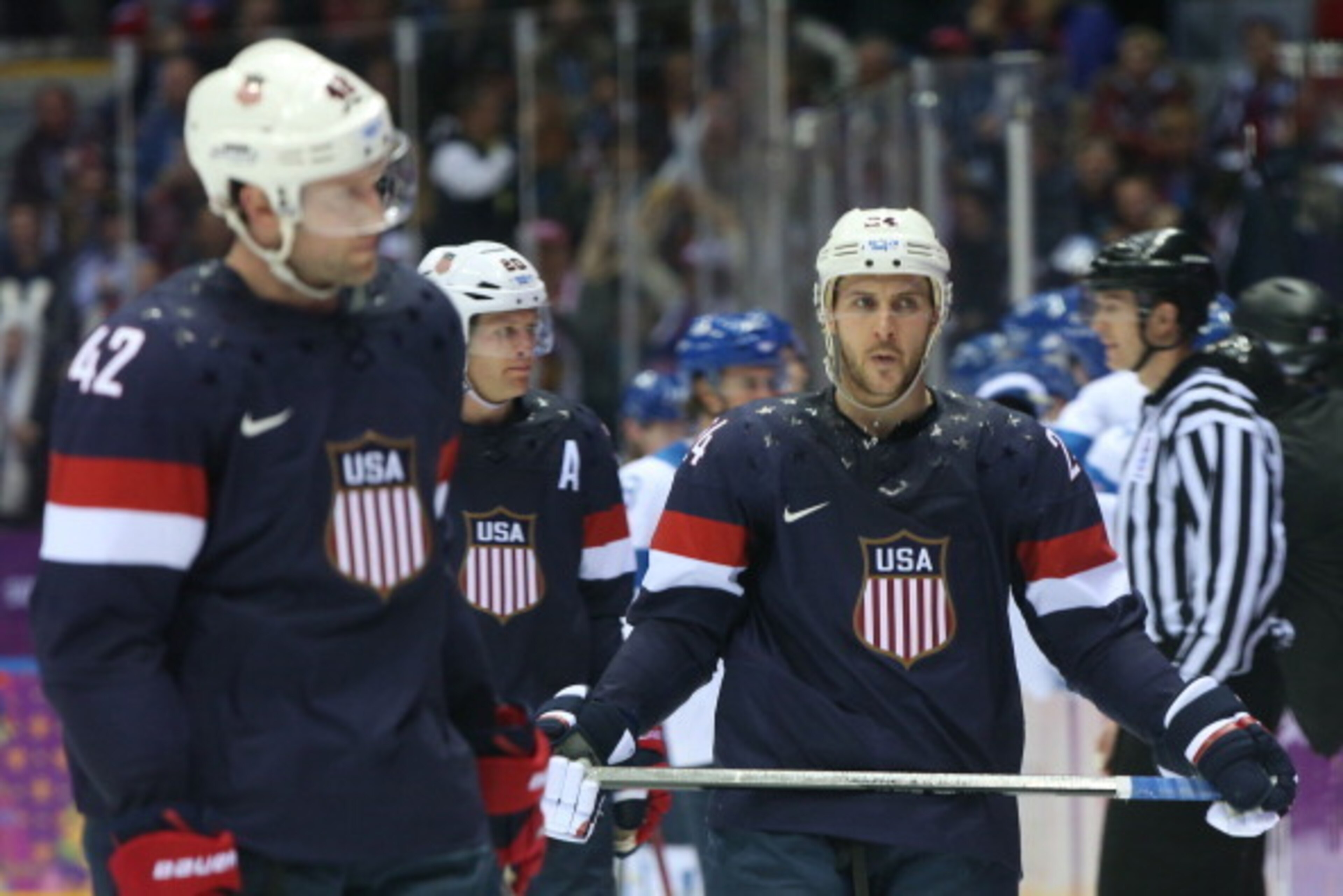 SOCHI, RUSSIA - FEBRUARY 22: Ryan Callahan #24 of the United States skates in the second period against Finland during the Men's Ice Hockey Bronze Medal Game on Day 15 of the 2014 Sochi Winter Olympics at Bolshoy Ice Dome on February 22, 2014 in Sochi, Ru