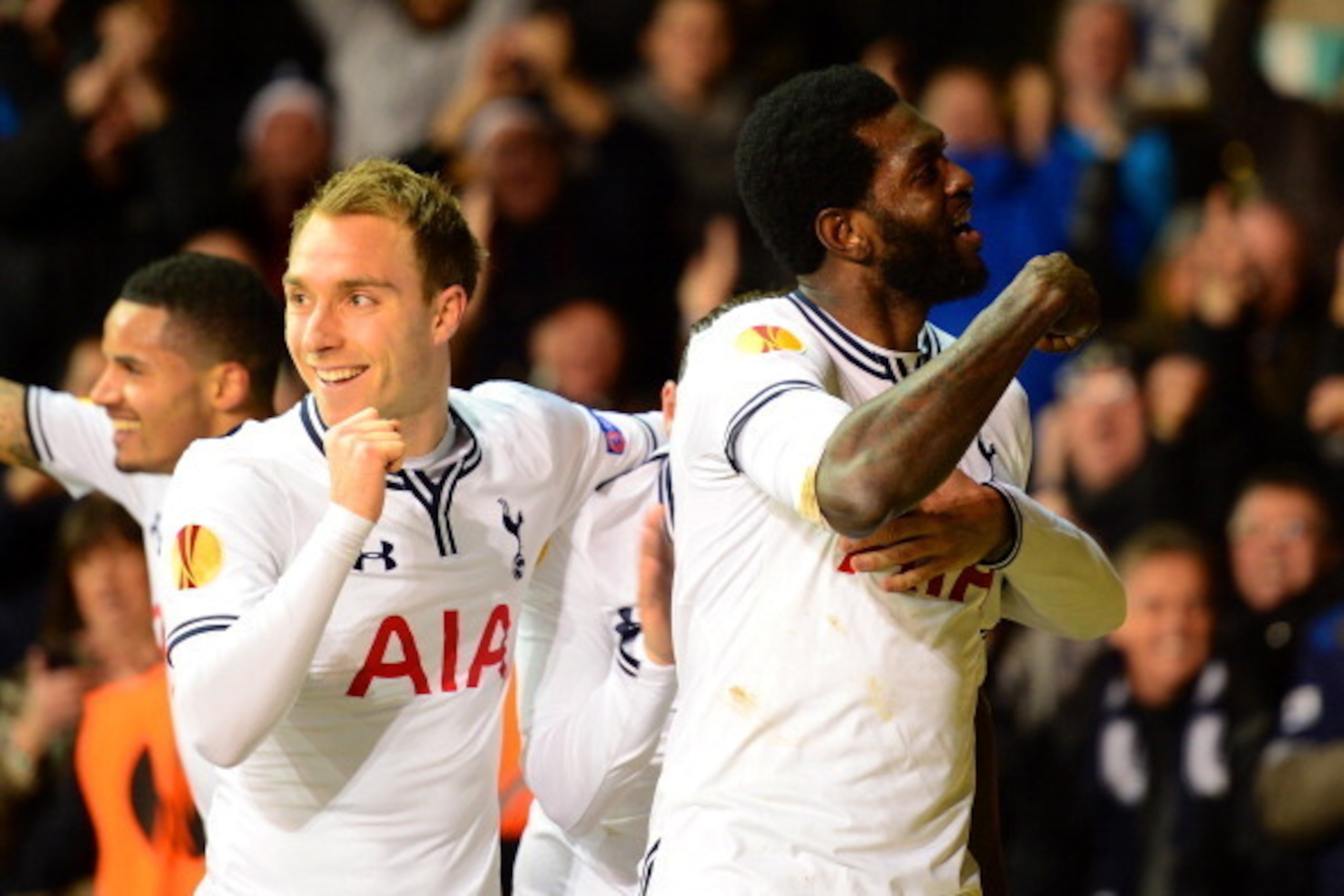 Christian Eriksen and Emmanuel Adebayor played leading roles in Tottenham's comeback win over Dnipro in the Europa League. Christian Eriksen and Emmanuel Adebayor played leading roles in Tottenham's comeback win over Dnipro in the Europa League.
