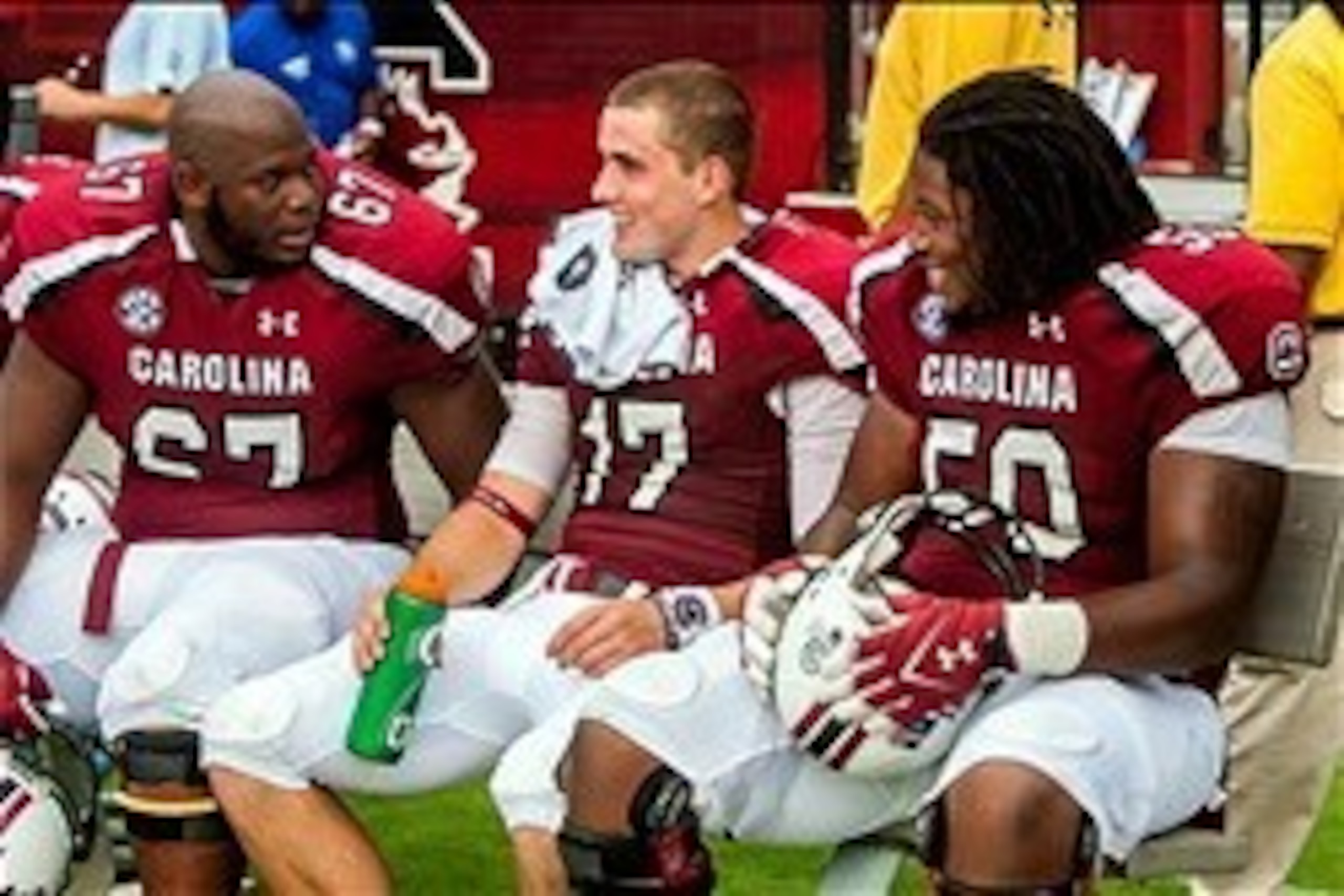 The Gamecocks must find a replacement for Ronald Patrick (far left), a two-year starter at guard.