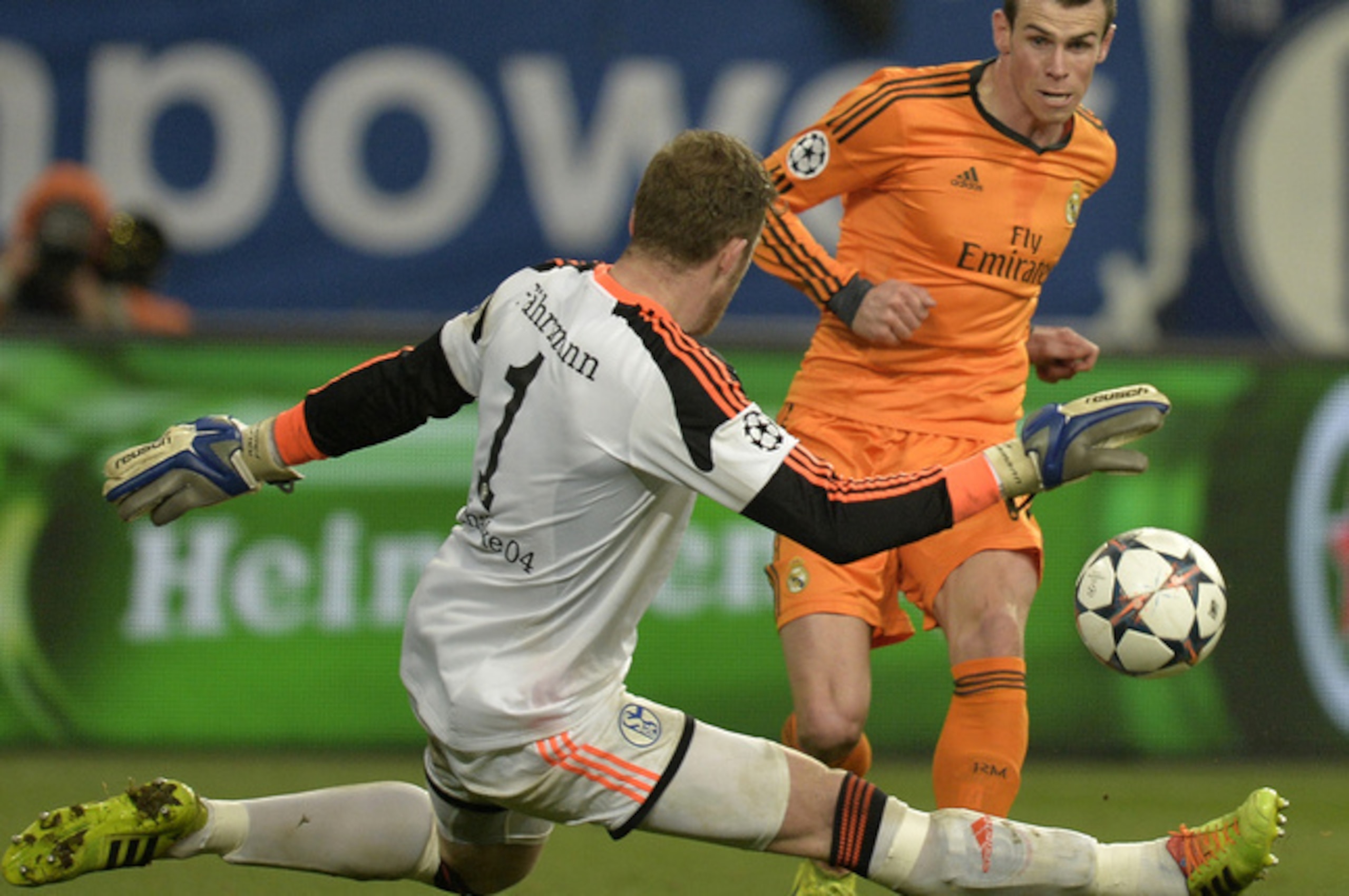 Close call: Gareth Bale beats Jese to a place.