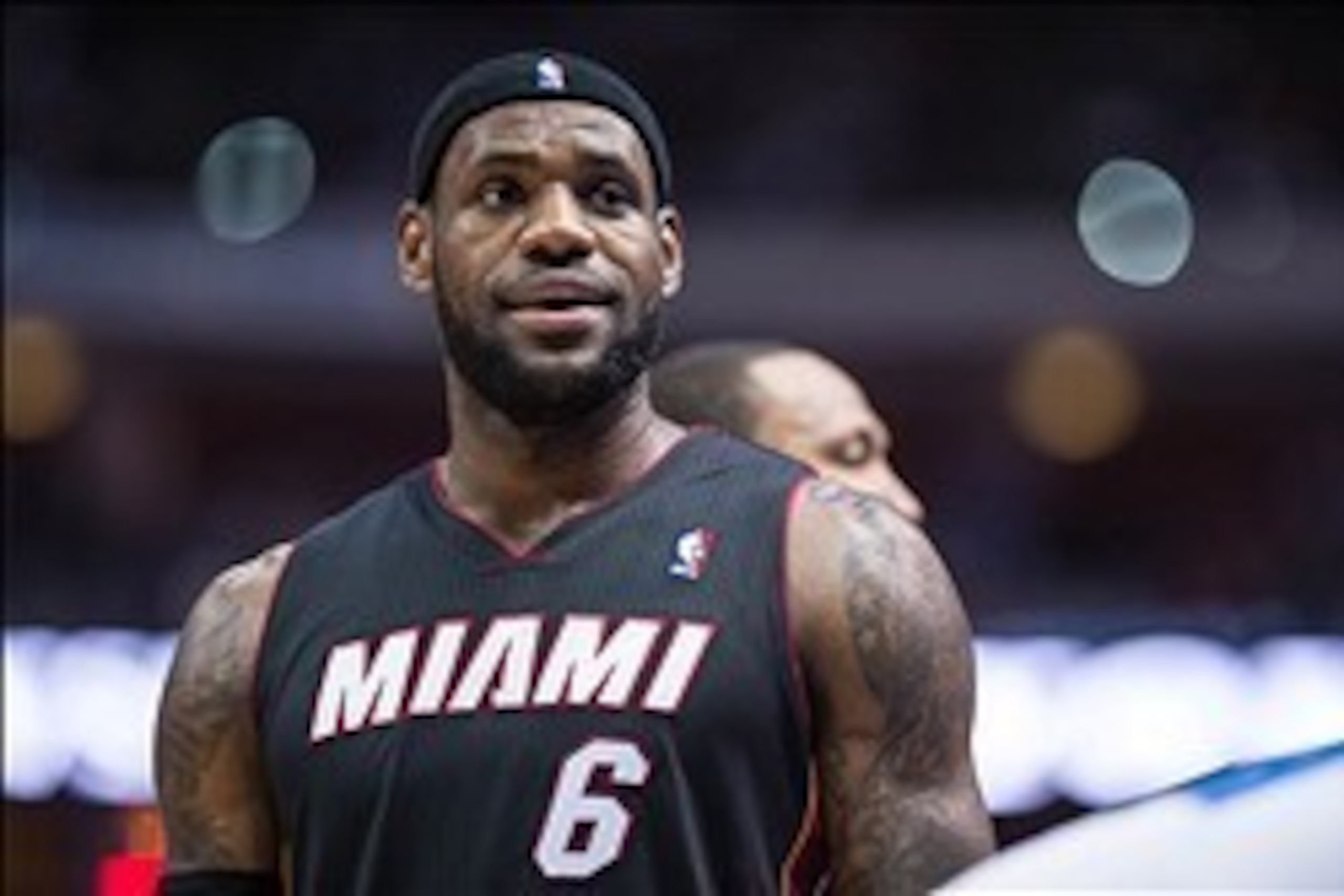 Feb 18, 2014; Dallas, TX, USA; Miami Heat small forward LeBron James (6) waits for play to begin against the Dallas Mavericks during the second half at the American Airlines Center. James finishes with 42 points. The Heat defeated the Mavericks 117-106. Feb 18, 2014; Dallas, TX, USA; Miami Heat small forward LeBron James (6) waits for play to begin against the Dallas Mavericks during the second half at the American Airlines Center. James finishes with 42 points. The Heat defeated the Mavericks 117-106.