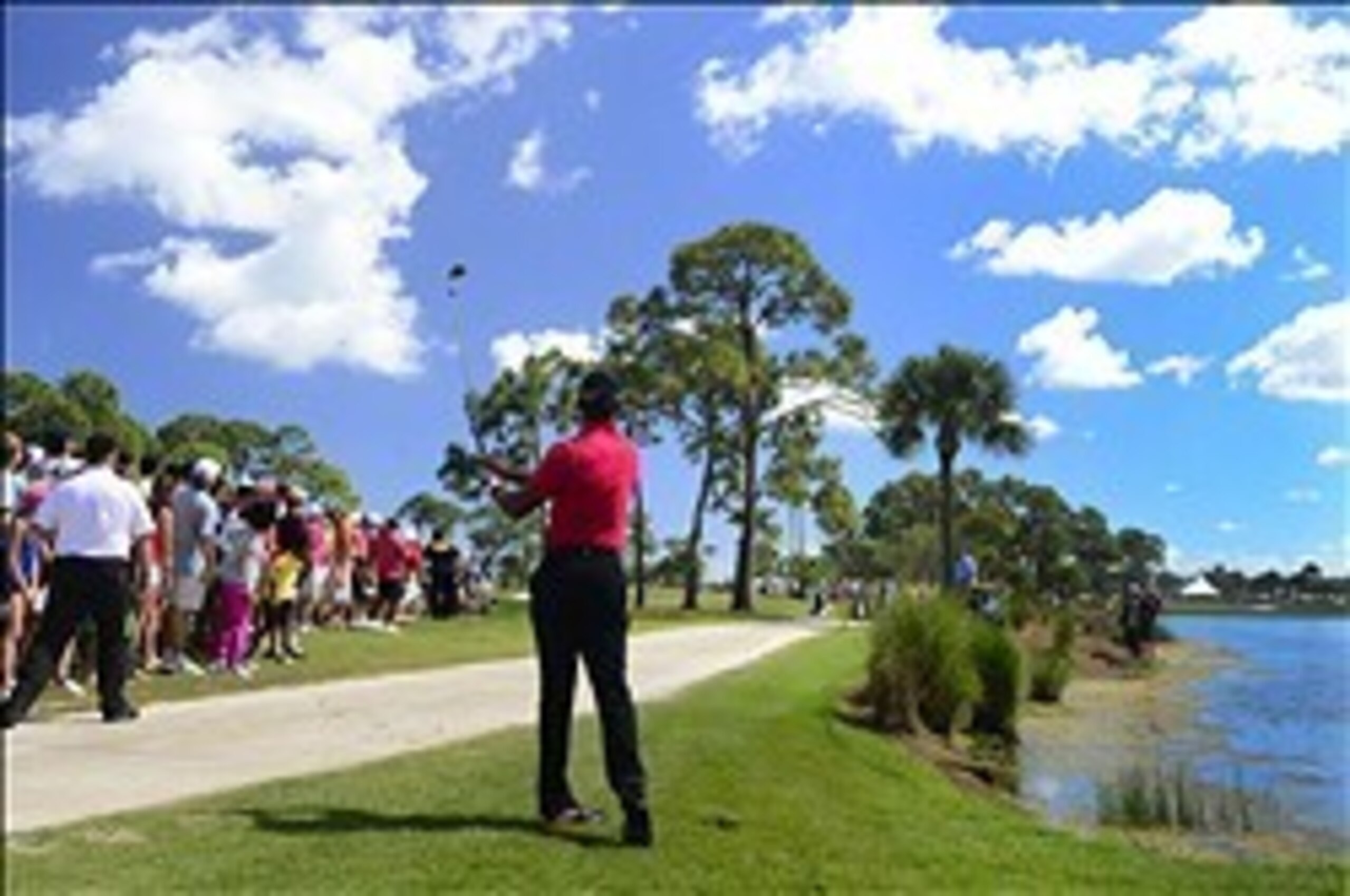 Because of his ailing back, Woods hit the ball in some strange places in the final round at the Honda Classic.
