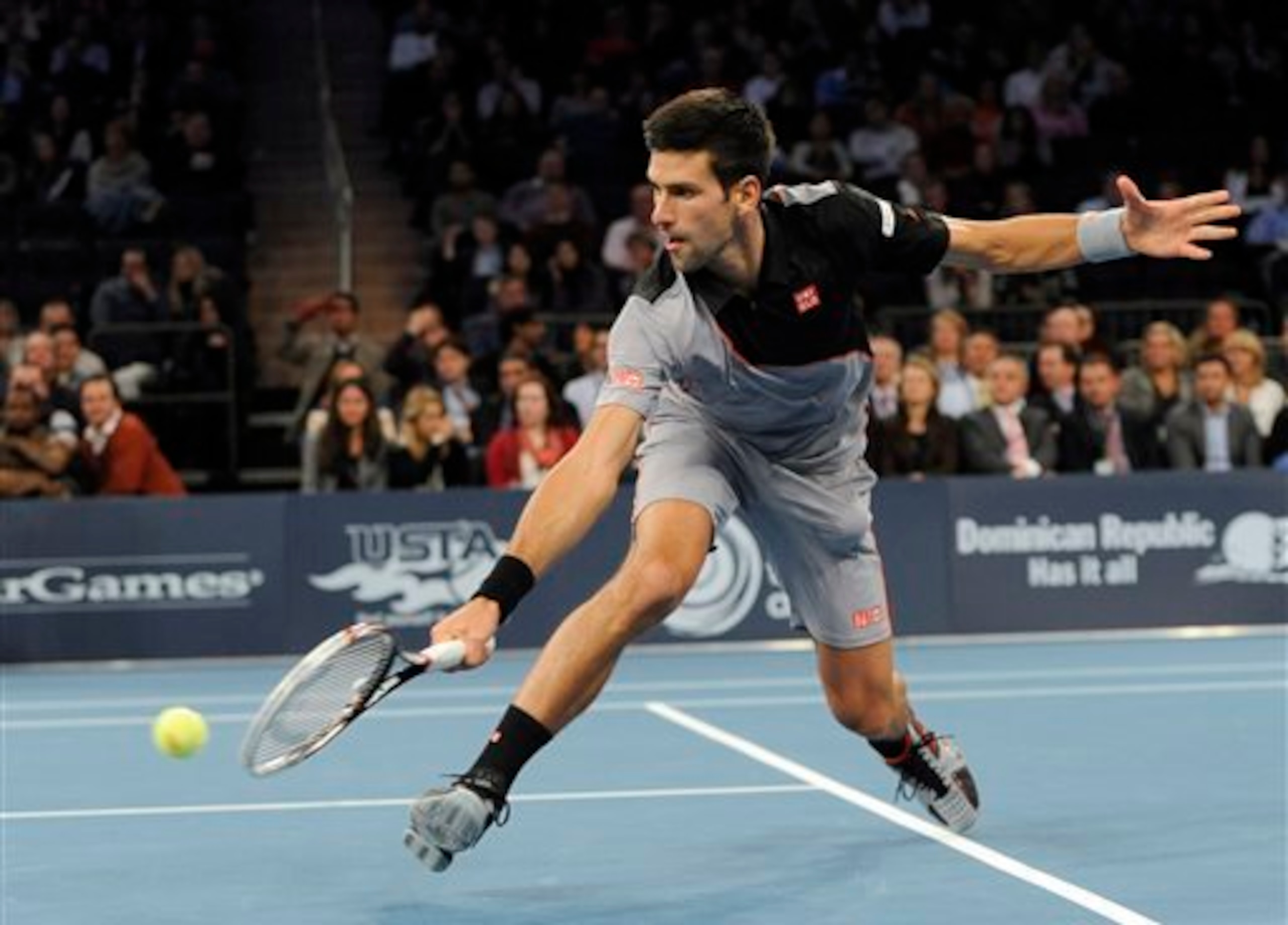 Novak Djokovic during exhibition at 2014 Indian Wells tournament