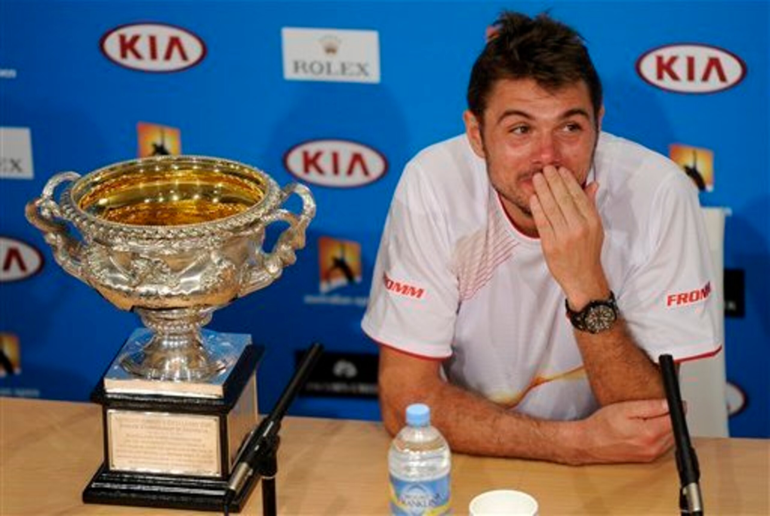 Stanislas Wawrinka after winning the 2014 Australian Open.