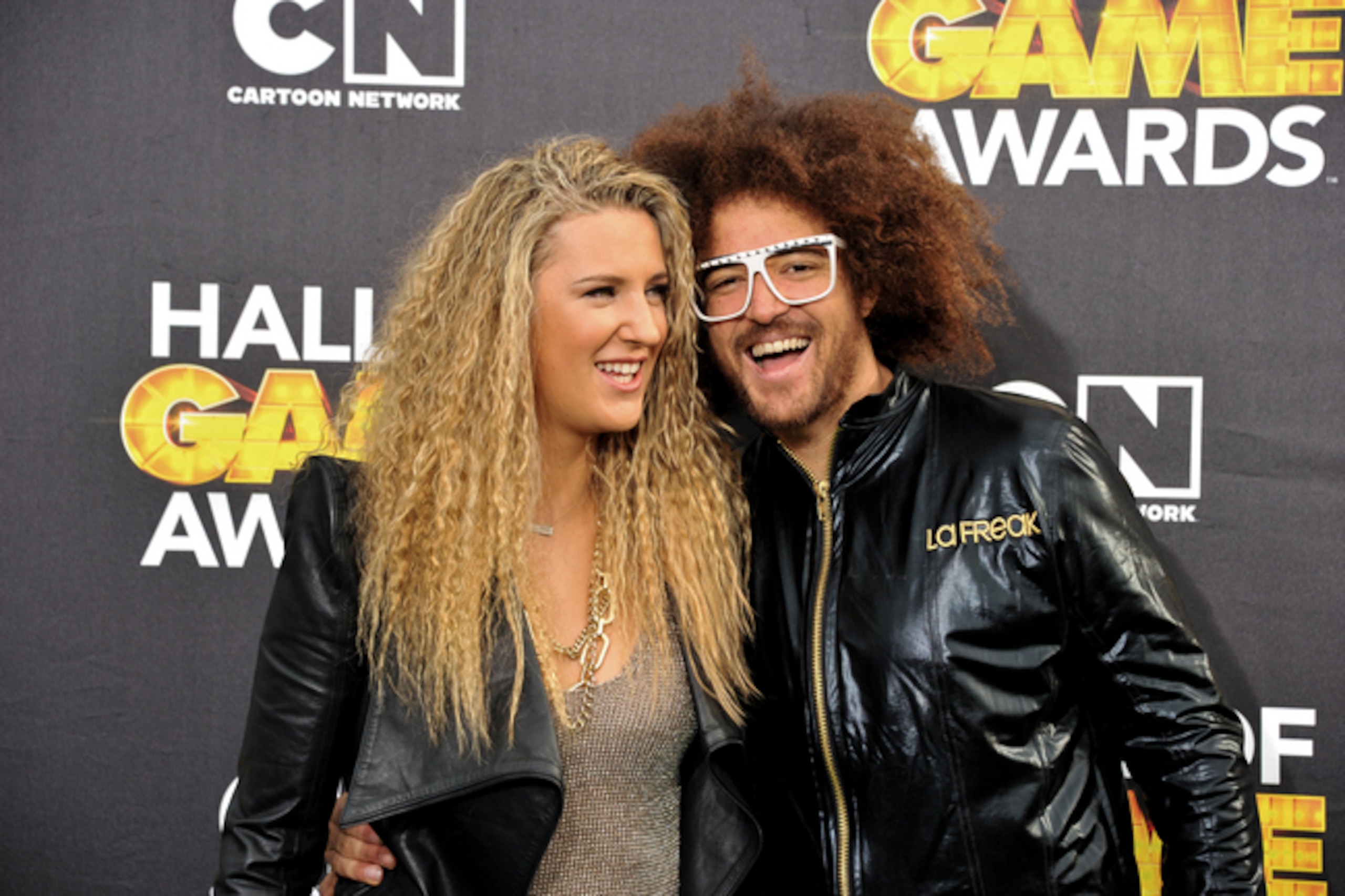 Victoria Azarenka poses with Redfoo at the Hall of Game Awards.