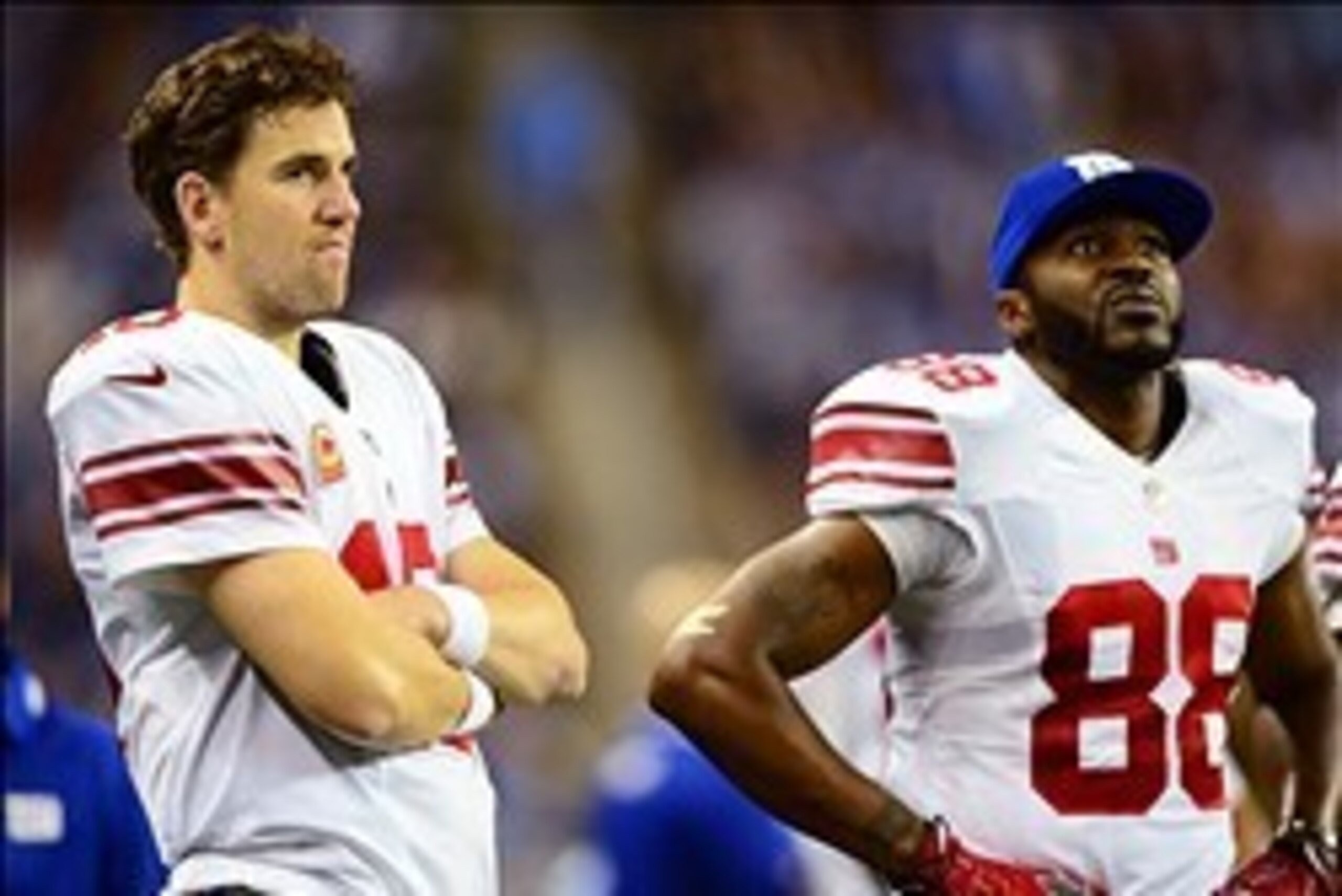 Giants quarterback Eli Manning (left) and wide receiver Hakeem Nicks did not connect on a single touchdown in 2013.