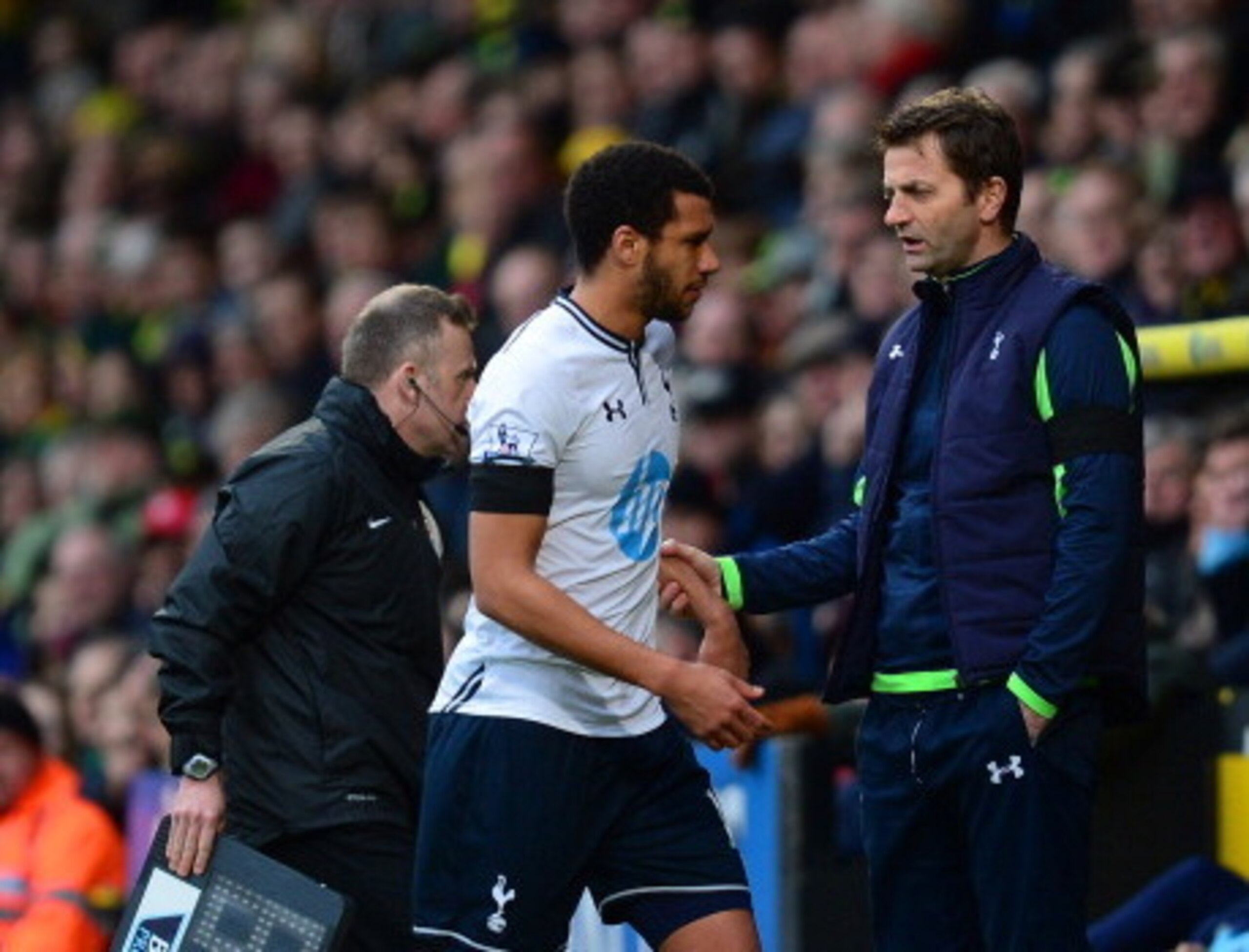Etienne Capoue comes off injured against Norwich.