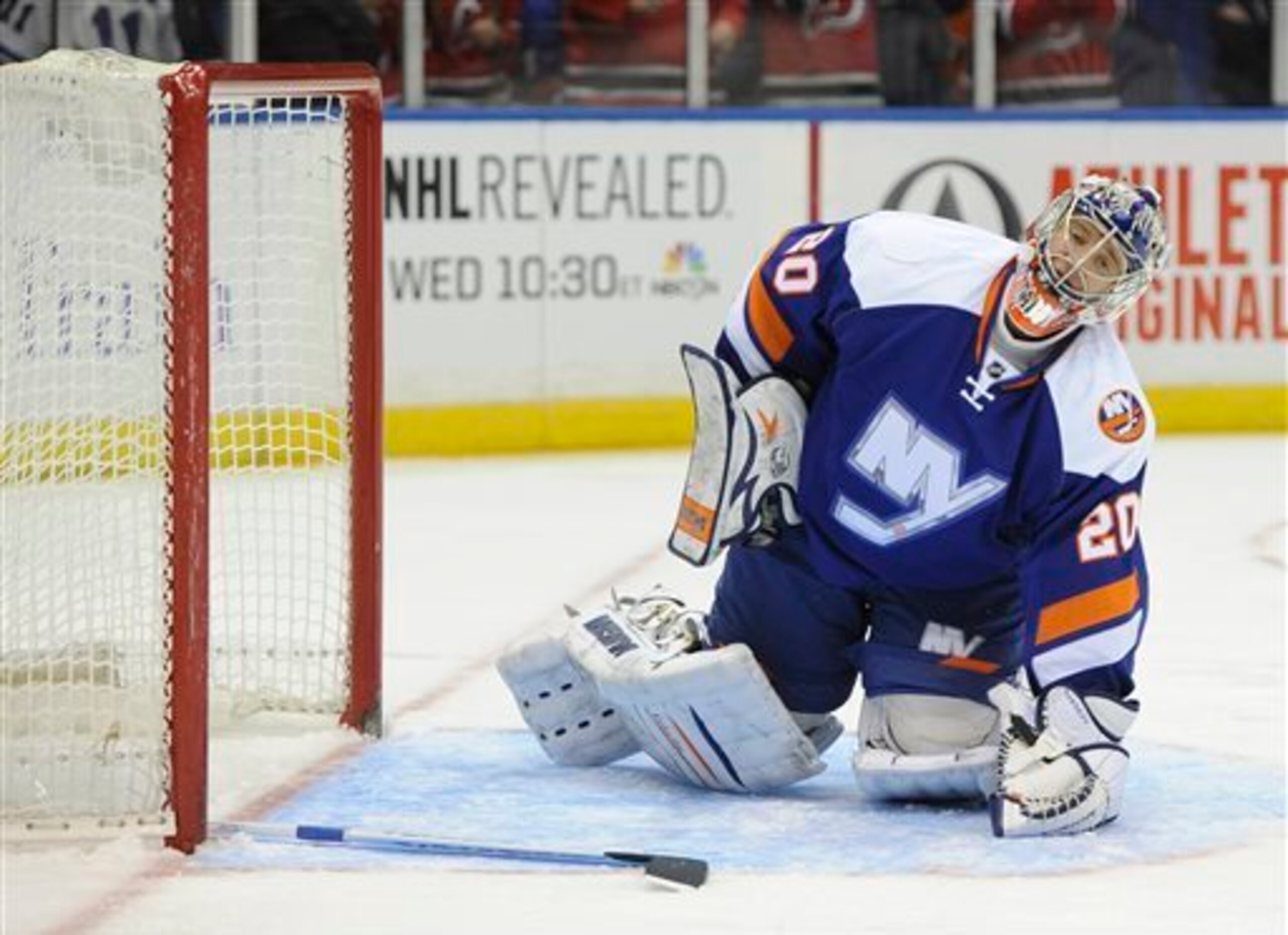 New York Islanders goalie Evgeni Nabokov.