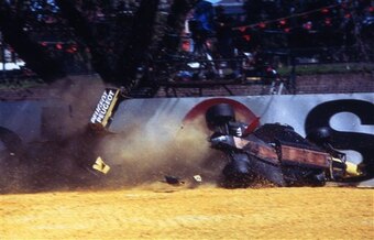 Brundle's accident at the 1996 Australian Grand Prix. Brundle's accident at the 1996 Australian Grand Prix.