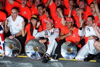 The McLaren team celebrates its victory at the 2012 Australian Grand Prix. The McLaren team celebrates its victory at the 2012 Australian Grand Prix.