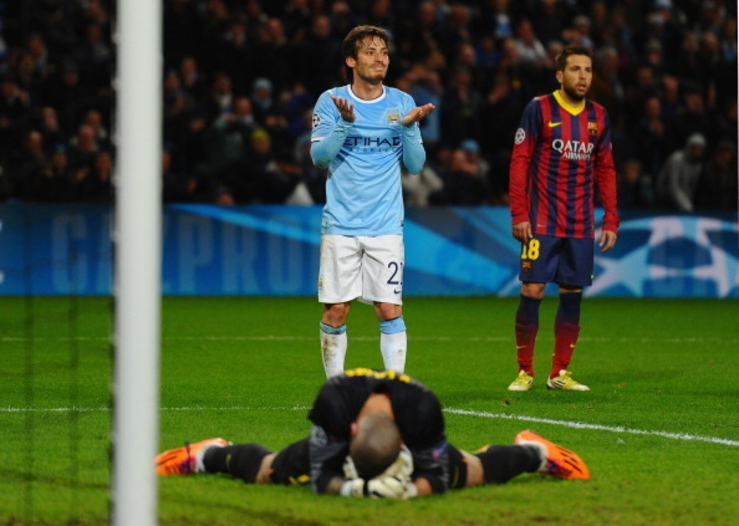 City will be looking the get the ball behind Barcelona's keeper, not beneath him.