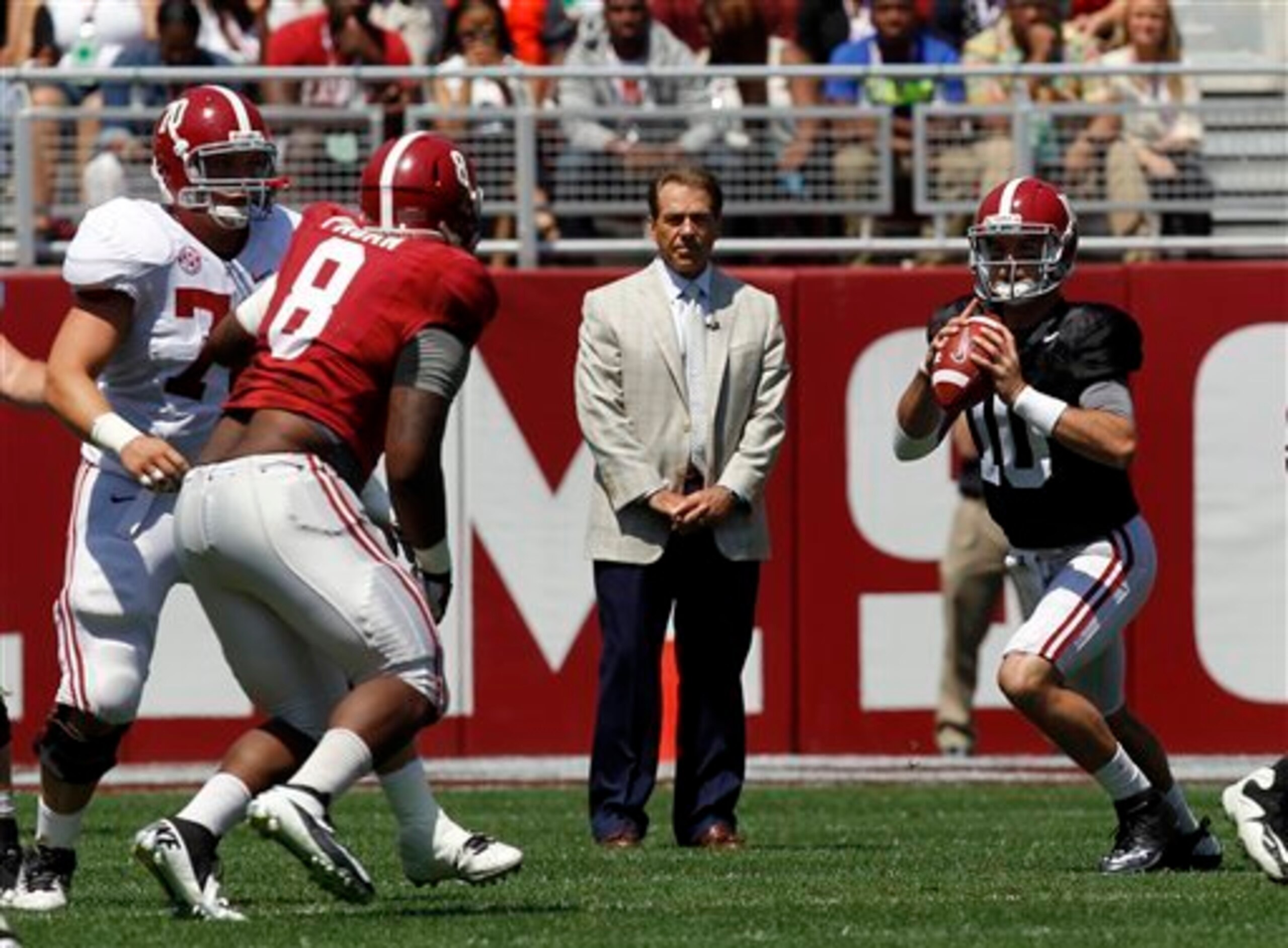Saban at Alabama's 2013 spring game.