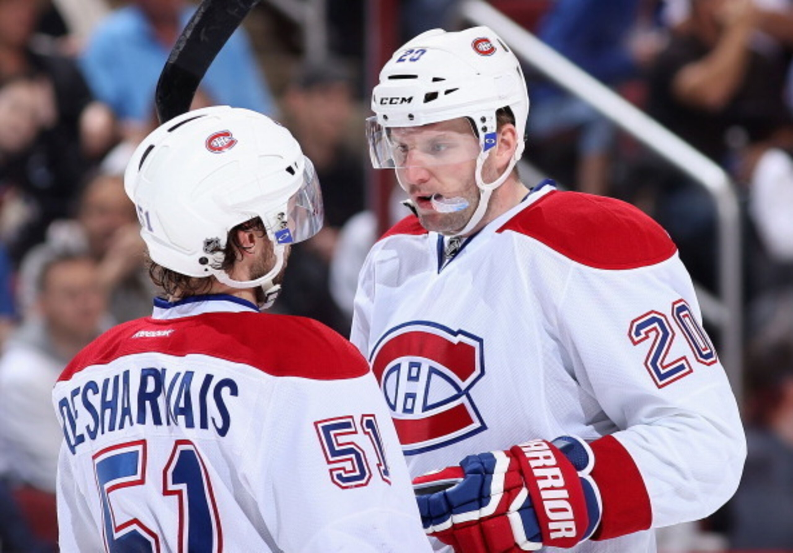 Montreal Canadiens forwards David Desharnais and Thomas Vanek