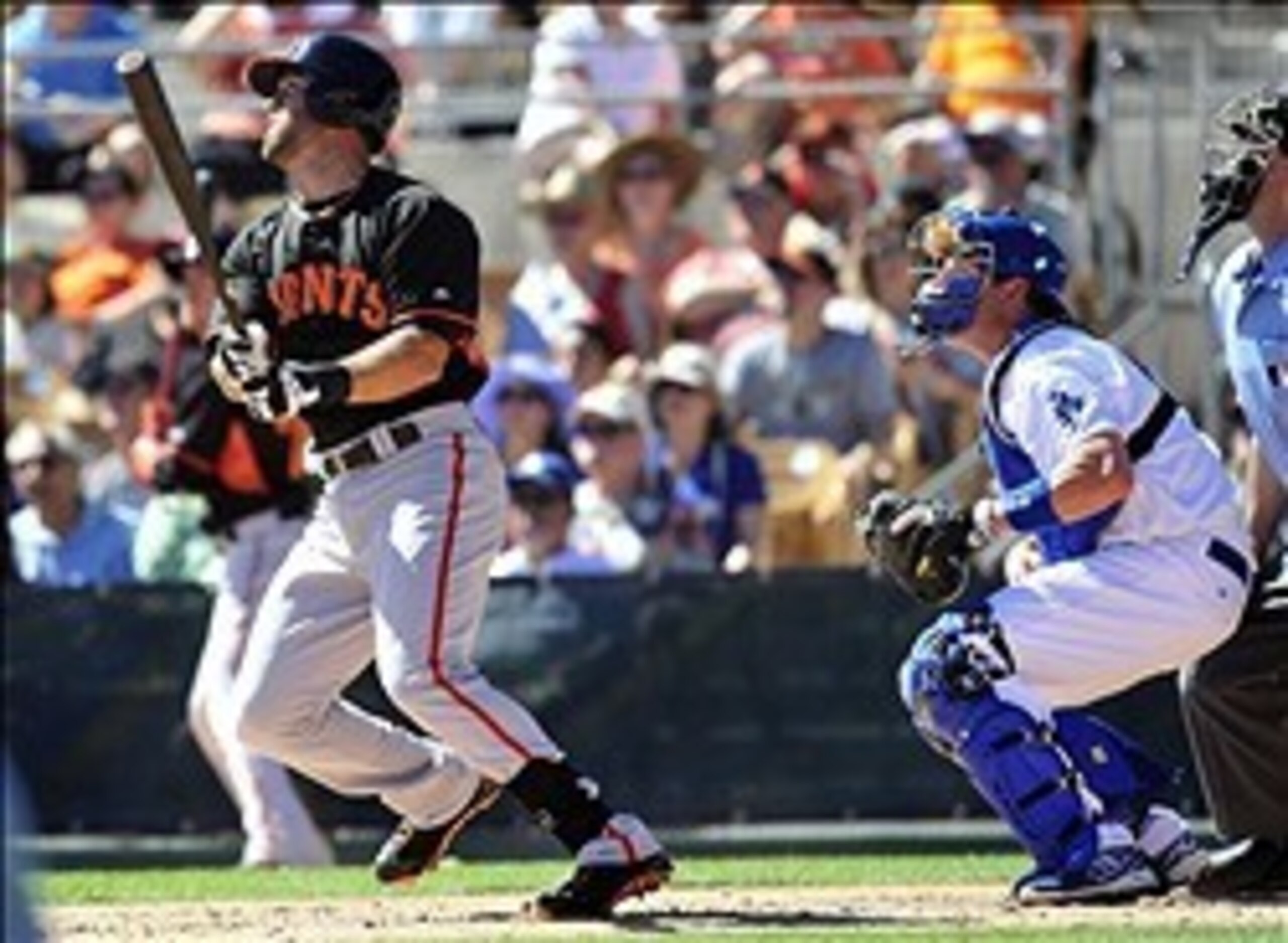 Brandon Hicks blasts a home run against the Dodgers.