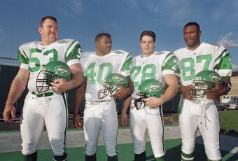 Jim Sweeney (No. 53) was the only one of the Jets' first four 1984 draft picks to last over 10 seasons.
