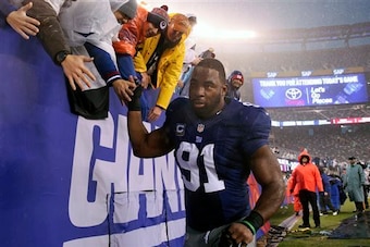 DE Justin Tuck says his goodbyes to New Yorkers.